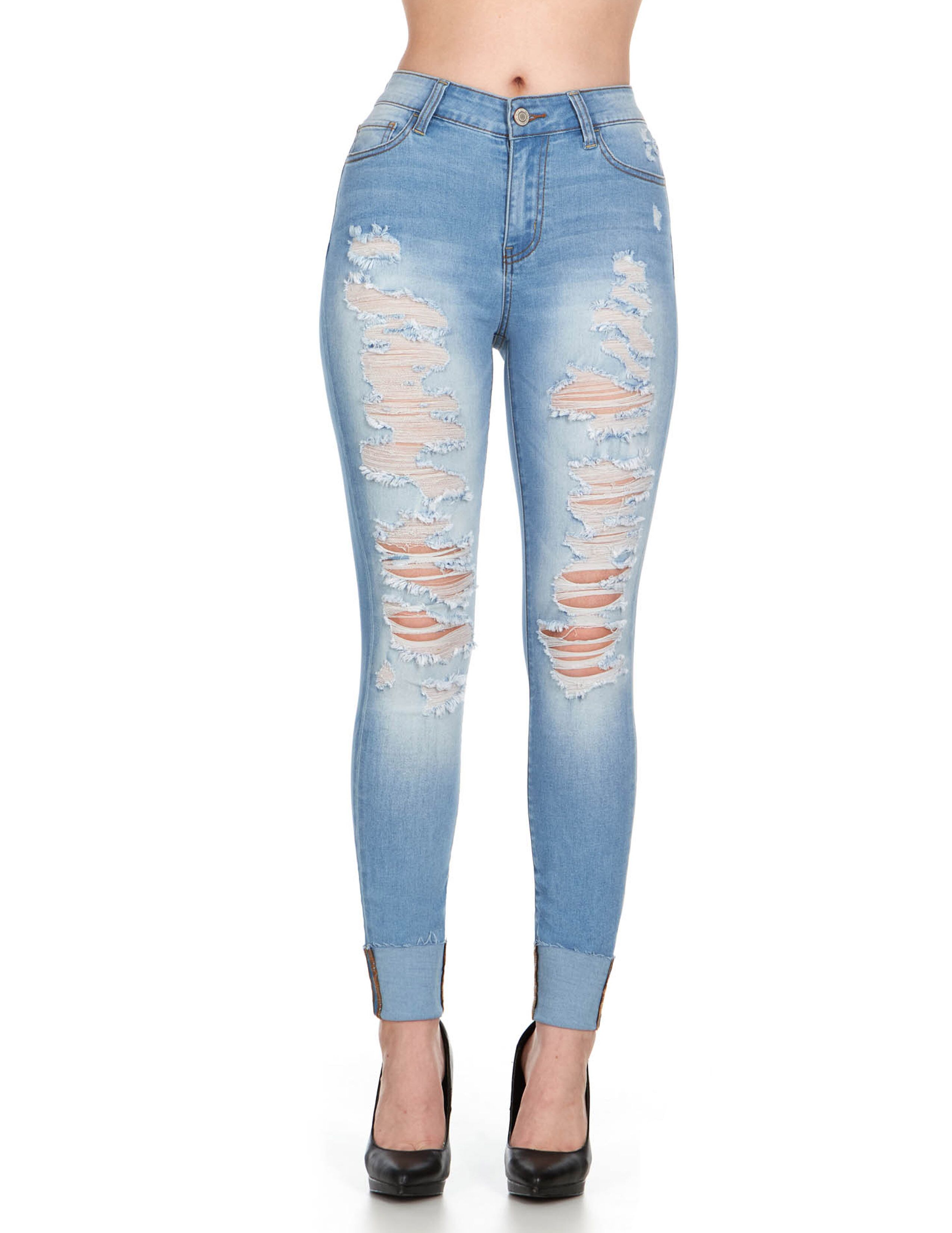 high waisted distressed skinny jeans