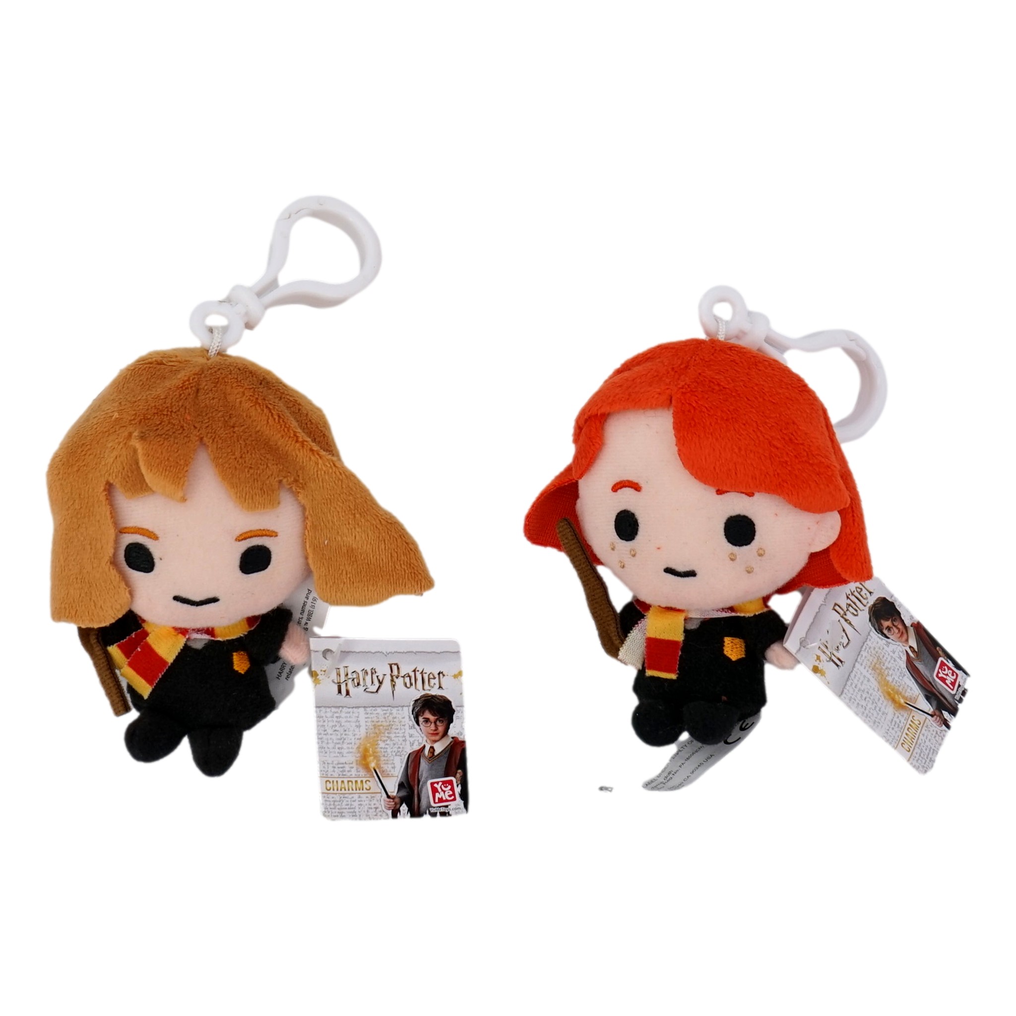 Treasure Co Trio Harry Potter 4 inch Plush Toy Bag Clip Hermione Granger and Ron Weasley Clip on Backpack Collectible Figure