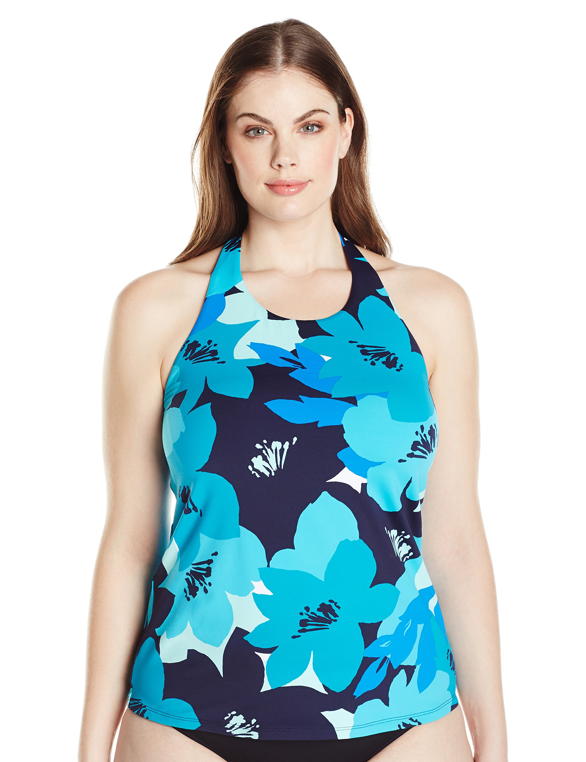 Anne Cole Women's Plus-Size in Full Bloom High Neck Tankini (20W ...