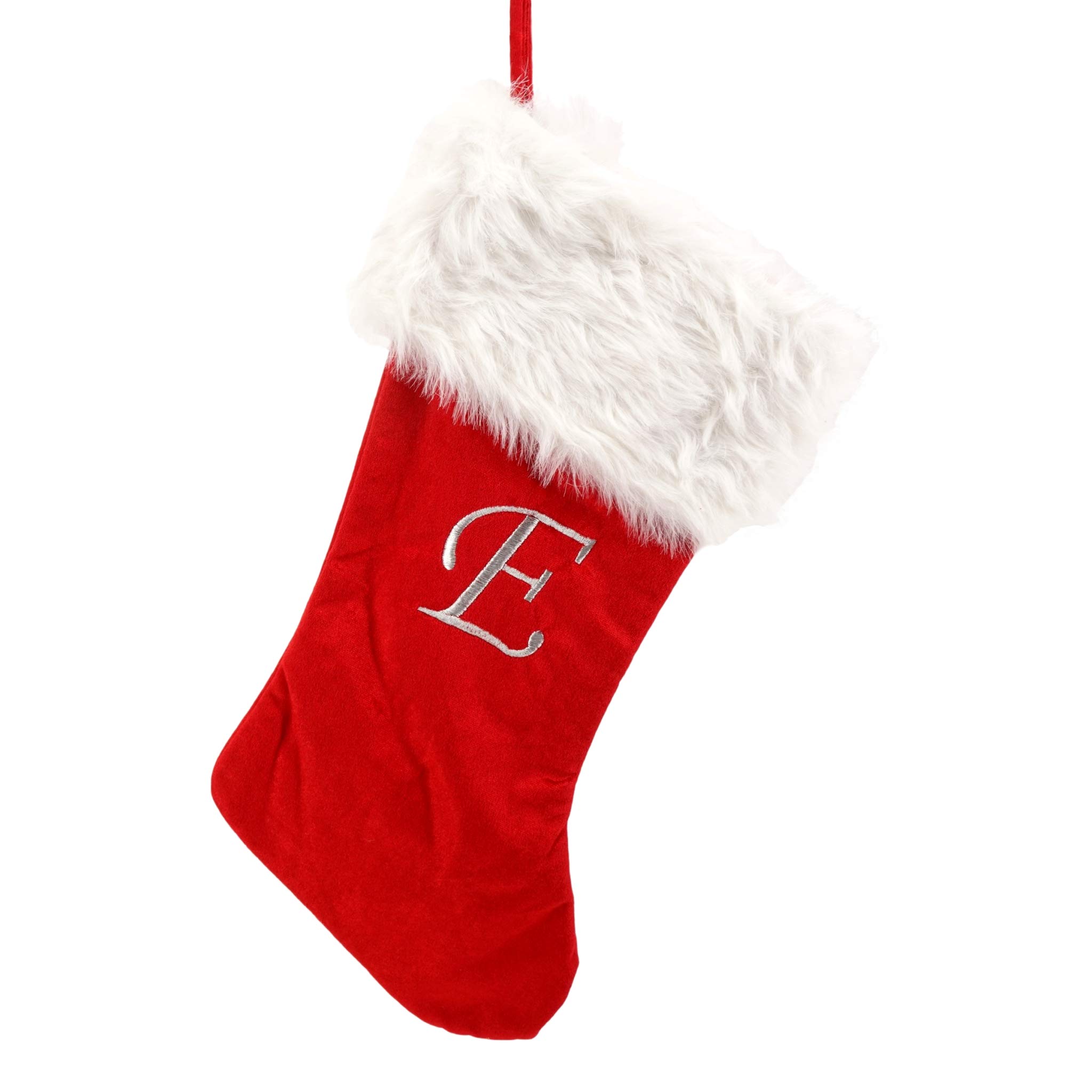 Christmas Stocking (Monogrammed Letter) White Cuff Holiday Fireplace | eBay