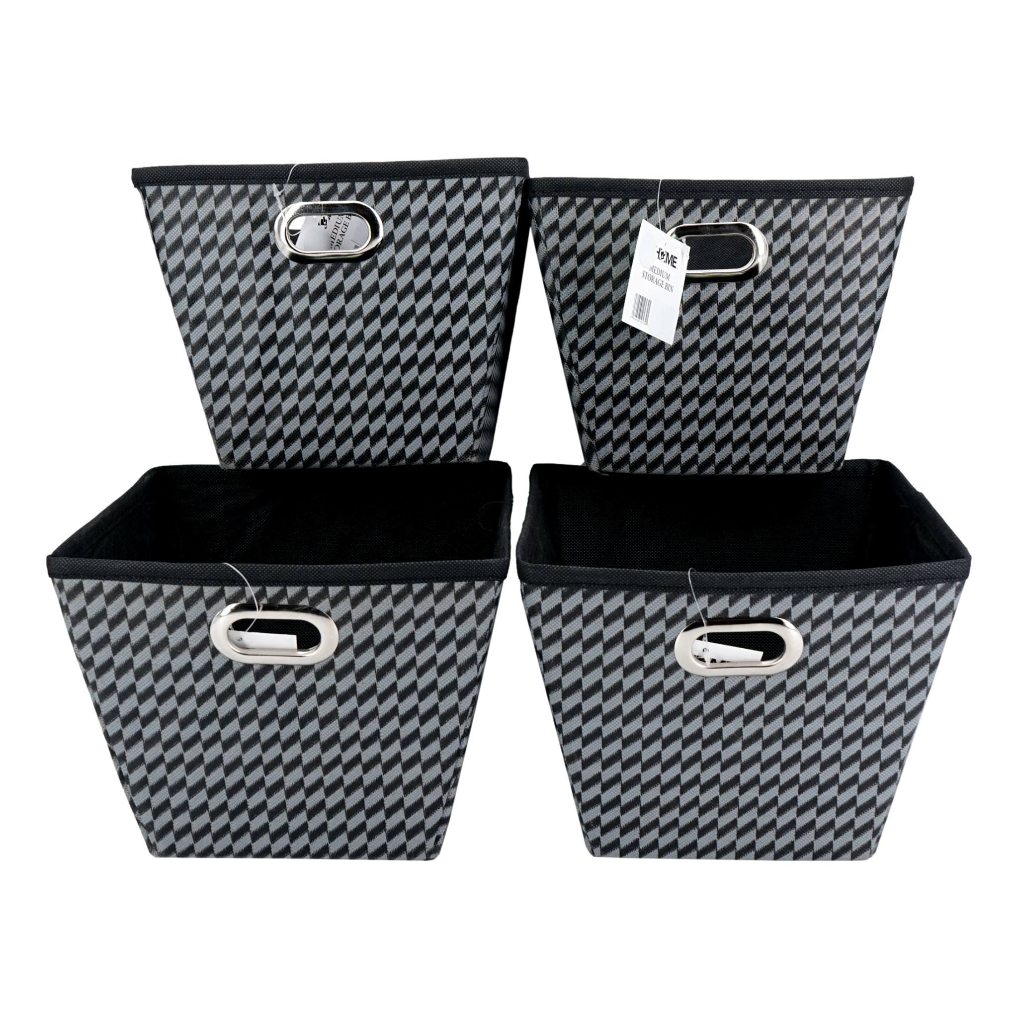 Black Medium Storage Bin with Handles