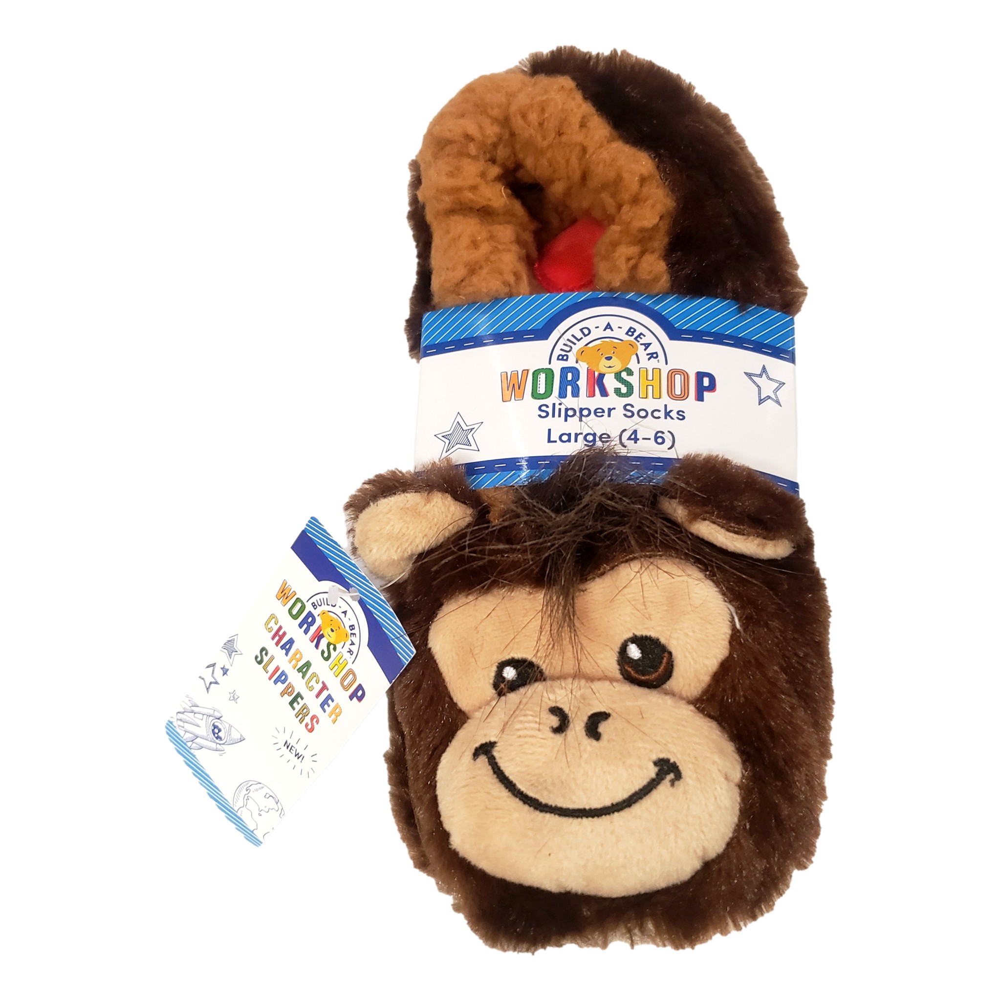 Build A Bear Workshop Unisex Kids Smiley Monkey Slipper Socks L