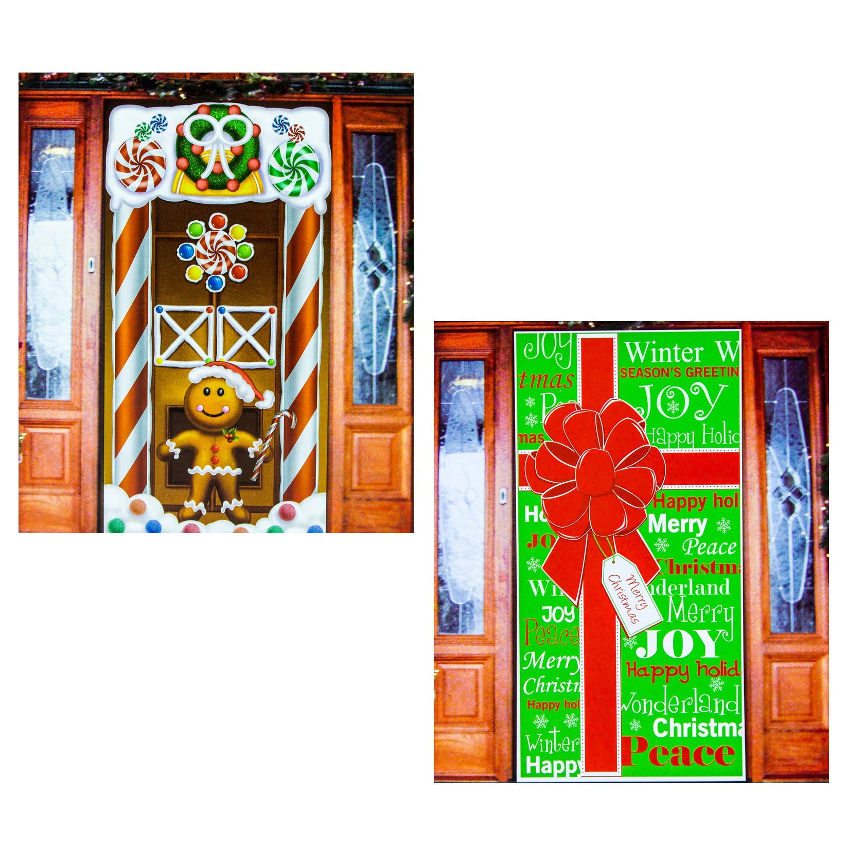 Christmas Door Cover, 2 Holiday Decorations, 30 x 60 in., Gift