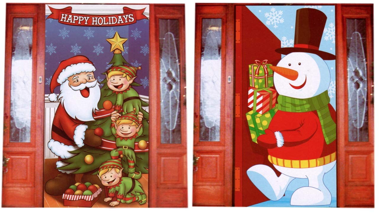 Details About Christmas Door Covers 2 Pack Wall Decor And Holiday Scene Setter Happy