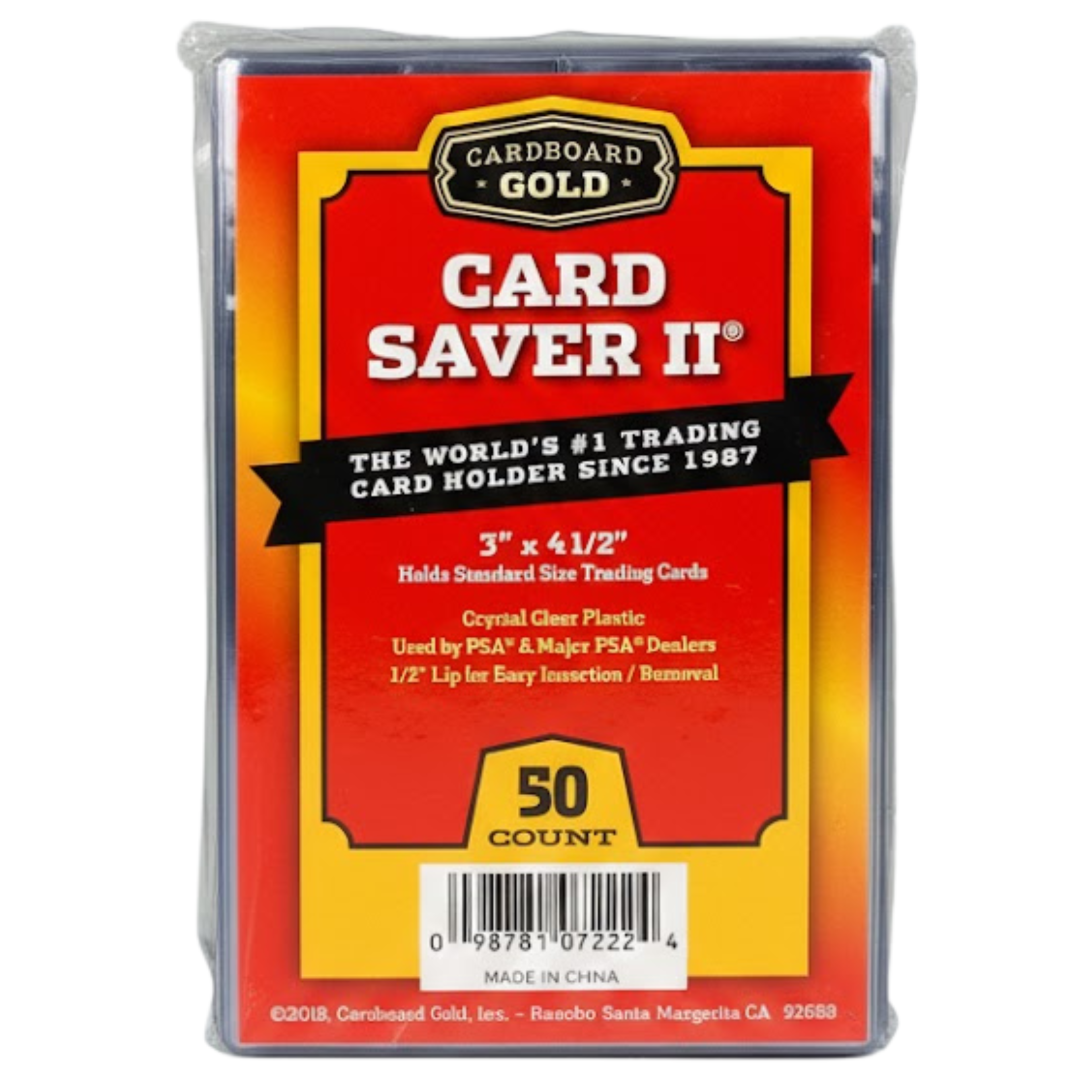 50ct Cardboard Gold Card Saver 2 - Semi-Rigid Card Holder 3x4 for