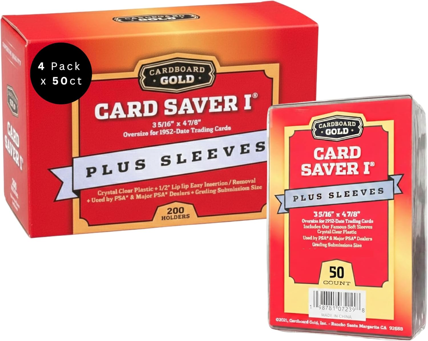 1 BOX(200) CARD SAVER 1 SEMI RIGID CARD HOLDERS PLUS 200 SOFT