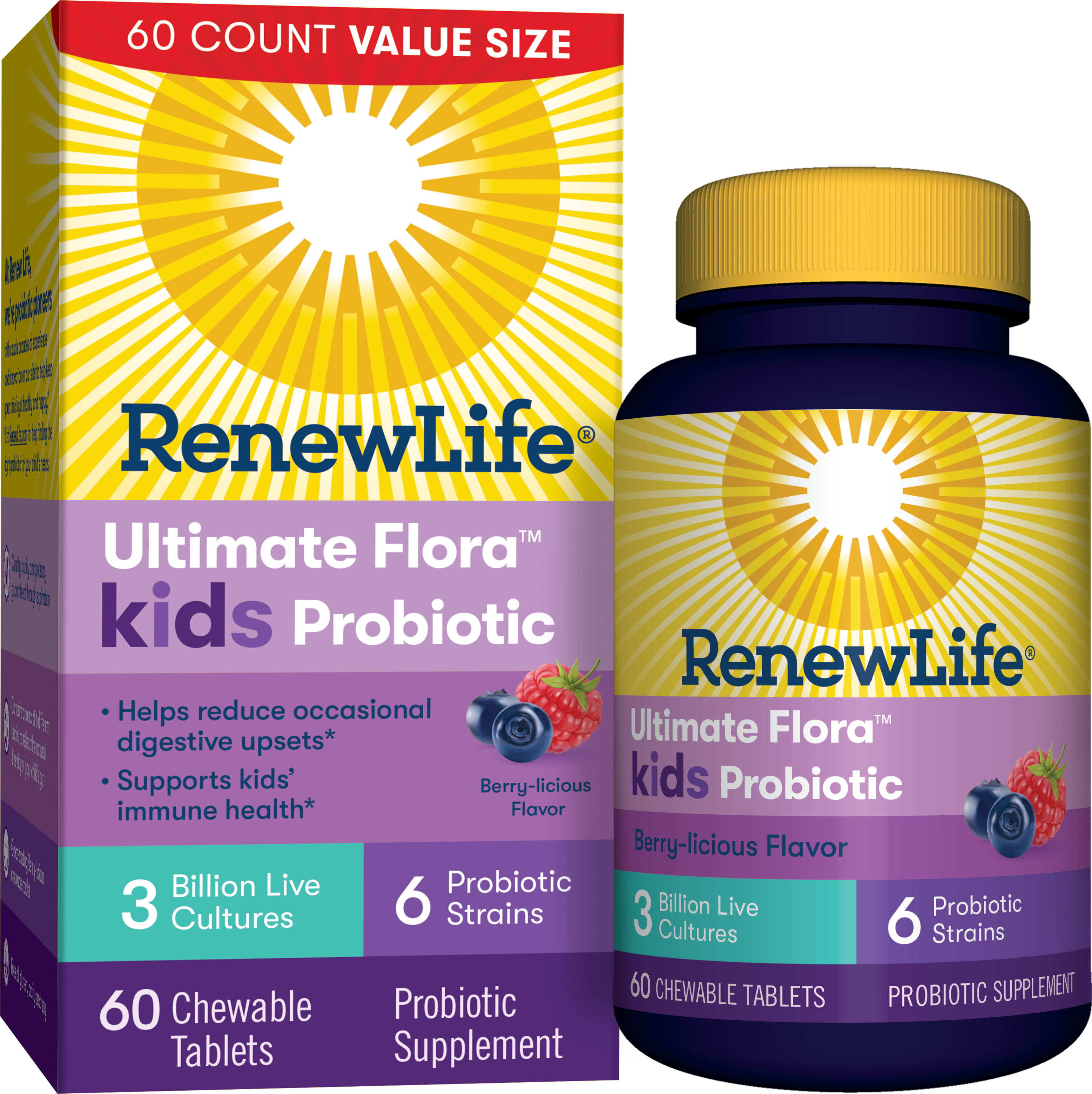 Renew Life Ultimate Flora Kids Probiotic 3 Billion 60 Chewable