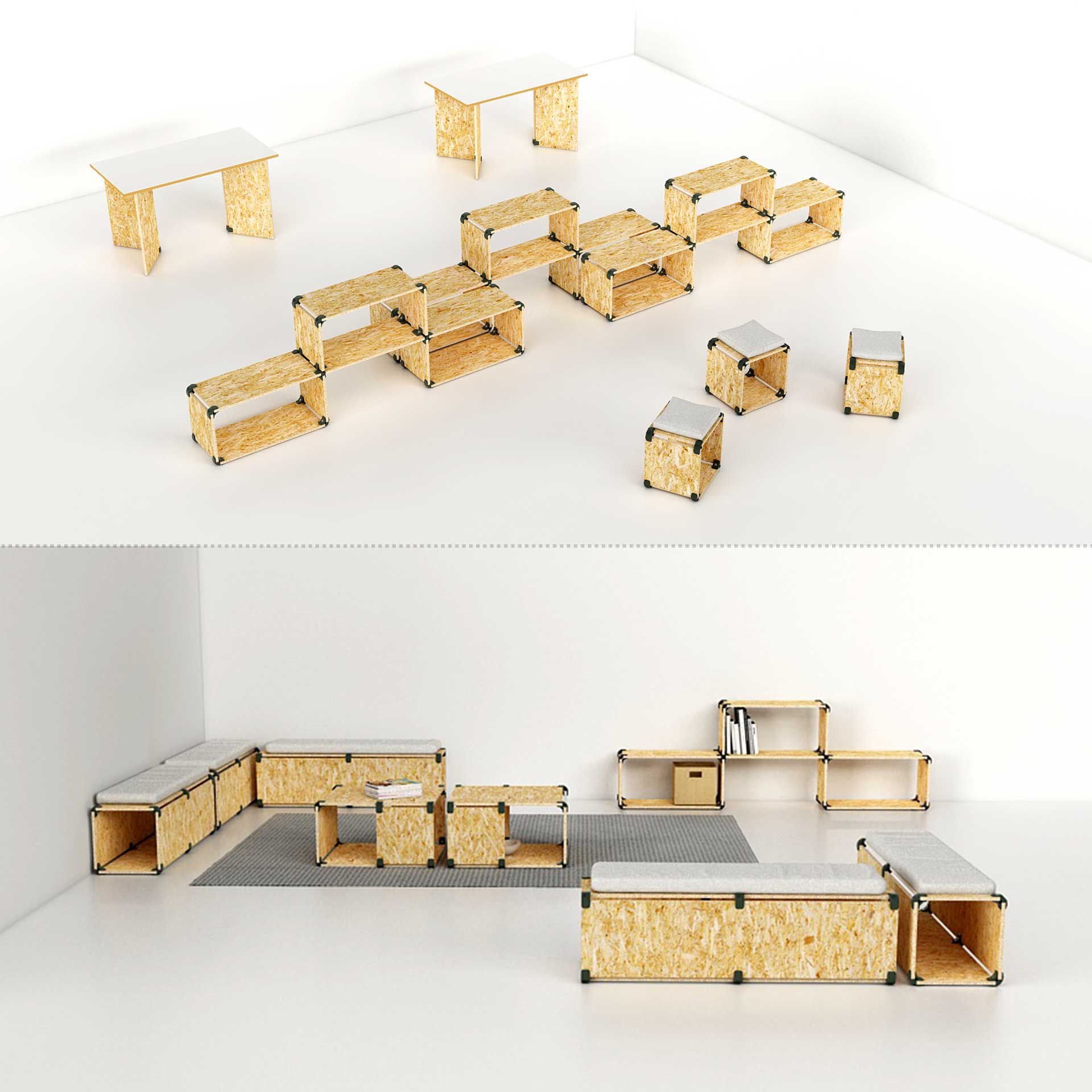 Conector PlayWood para montaje modular emergente de muebles y almacenamiento sin herramientas - Imagen 9 de 75
