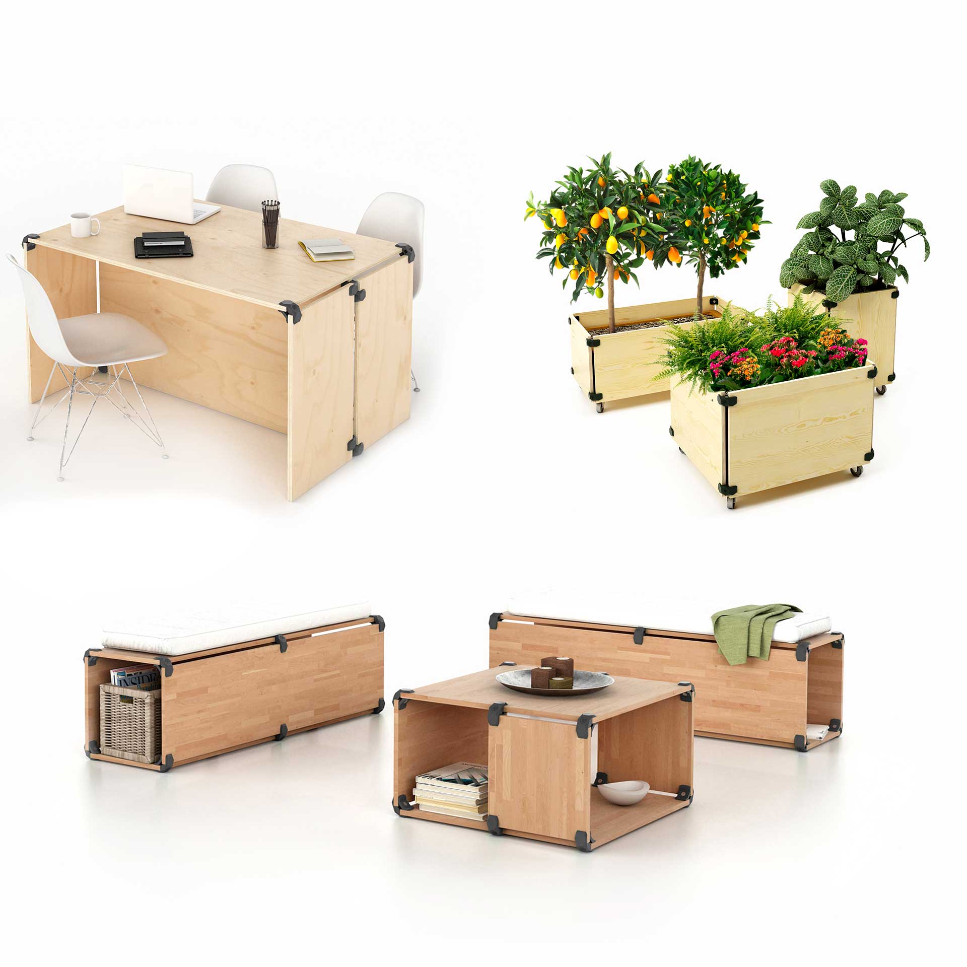 Conector PlayWood para montaje modular emergente de muebles y almacenamiento sin herramientas - Imagen 10 de 75