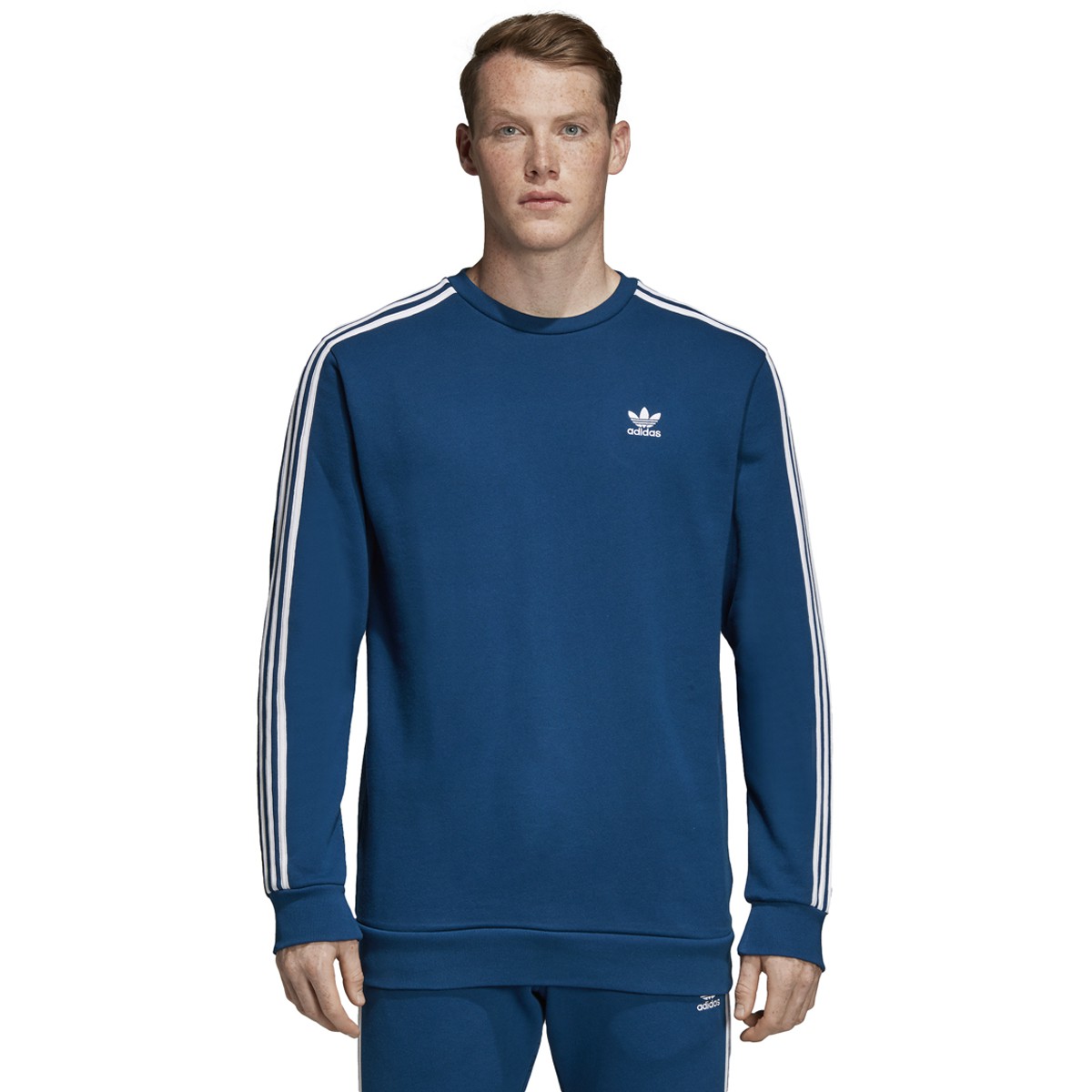 adidas Mens Sweatshirt Crew Neck Athletic Sports Long Sleeves Fleece ...