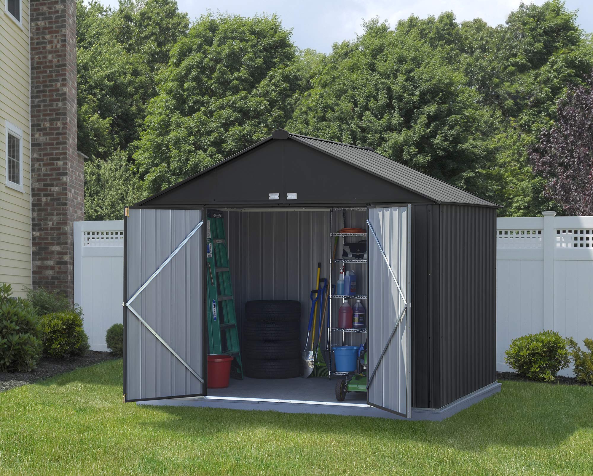 arrow ezee shed extra high gable steel storage shed