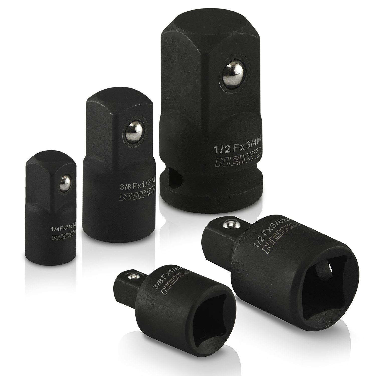 Impact Reducer & Adapter 5pc Socket Wrench Set 1/4 3/8 1/2 Drive Air