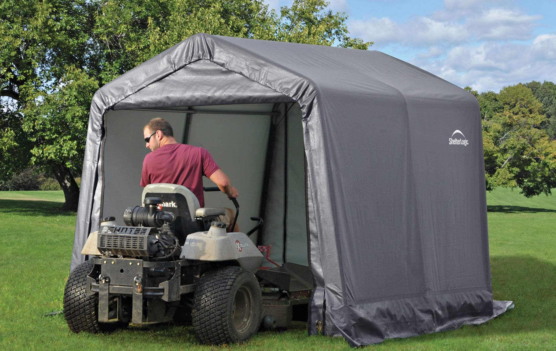 ShelterLogic Shed-in-a-Box with Auger Anchors, Peak, Gray ...