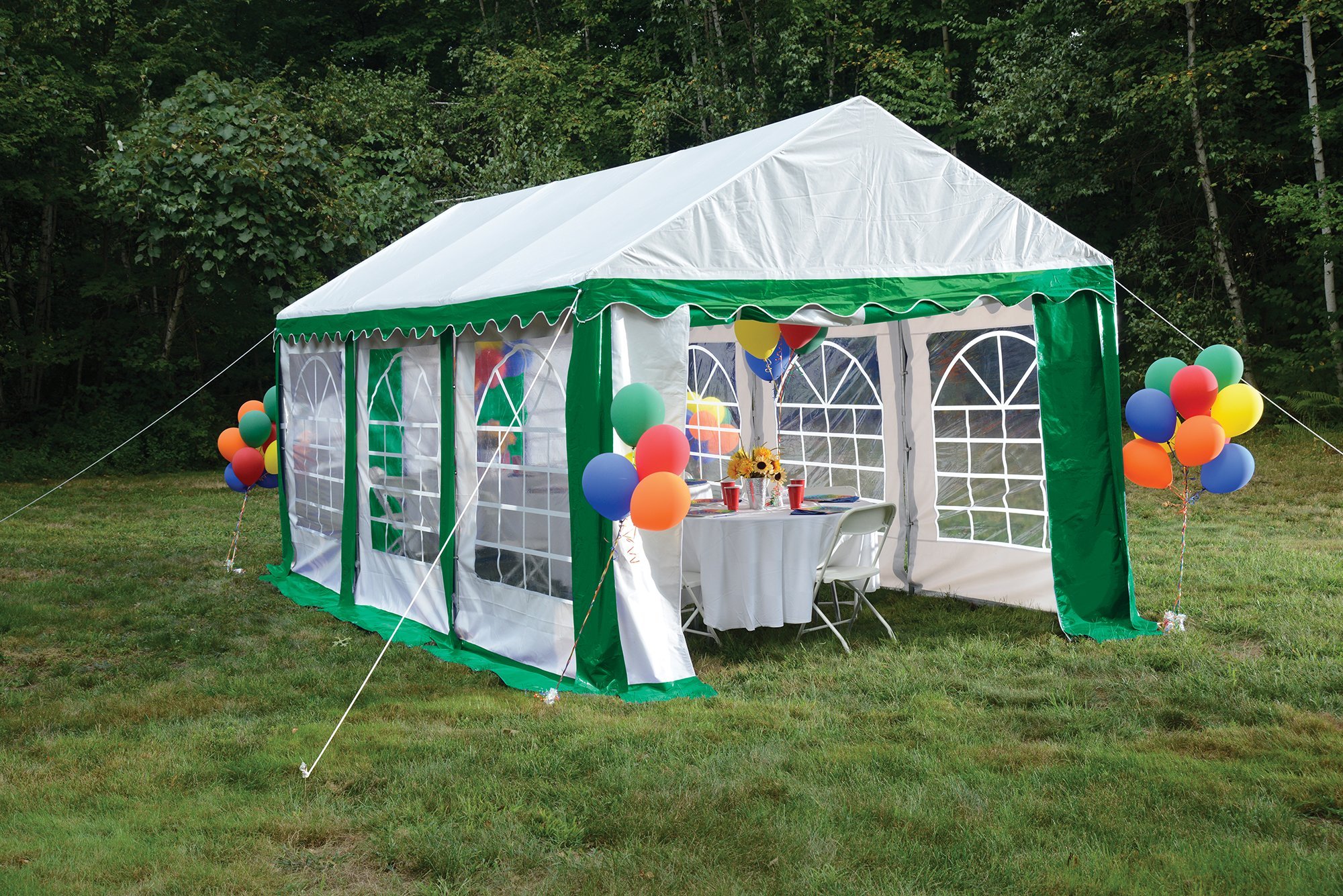 ShelterLogic Party Tent with Enclosure Kit, Green/White, 10 x 20 ft
