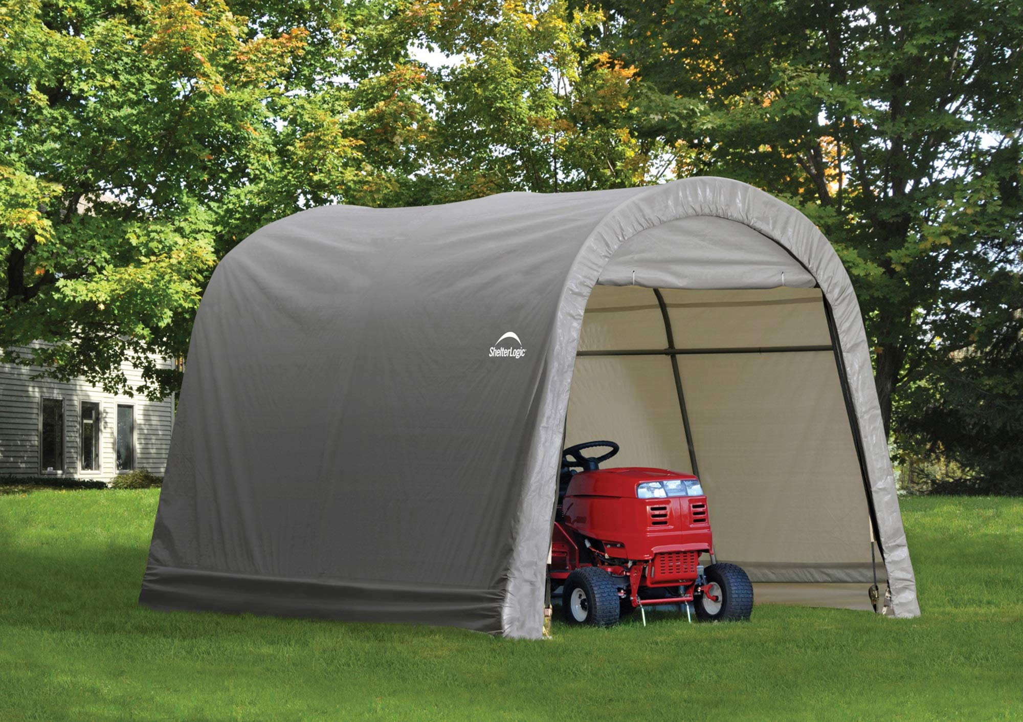 shelterlogic shed-in-a-box roundtop, grey, 10 x 10 x 8 ft