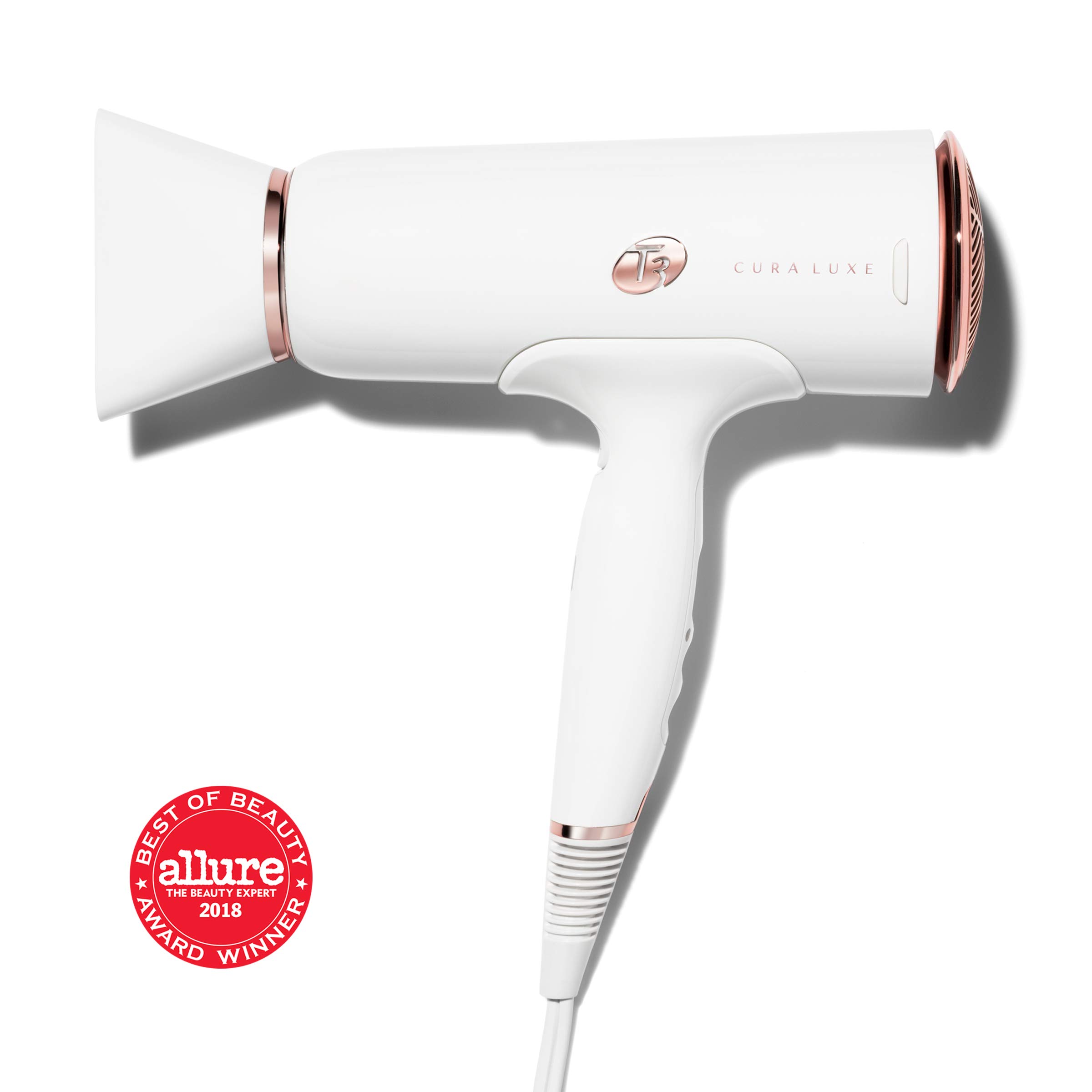 T3 Cura LUXE Hair Dryer Digital Ionic Professional Blow Dryer White