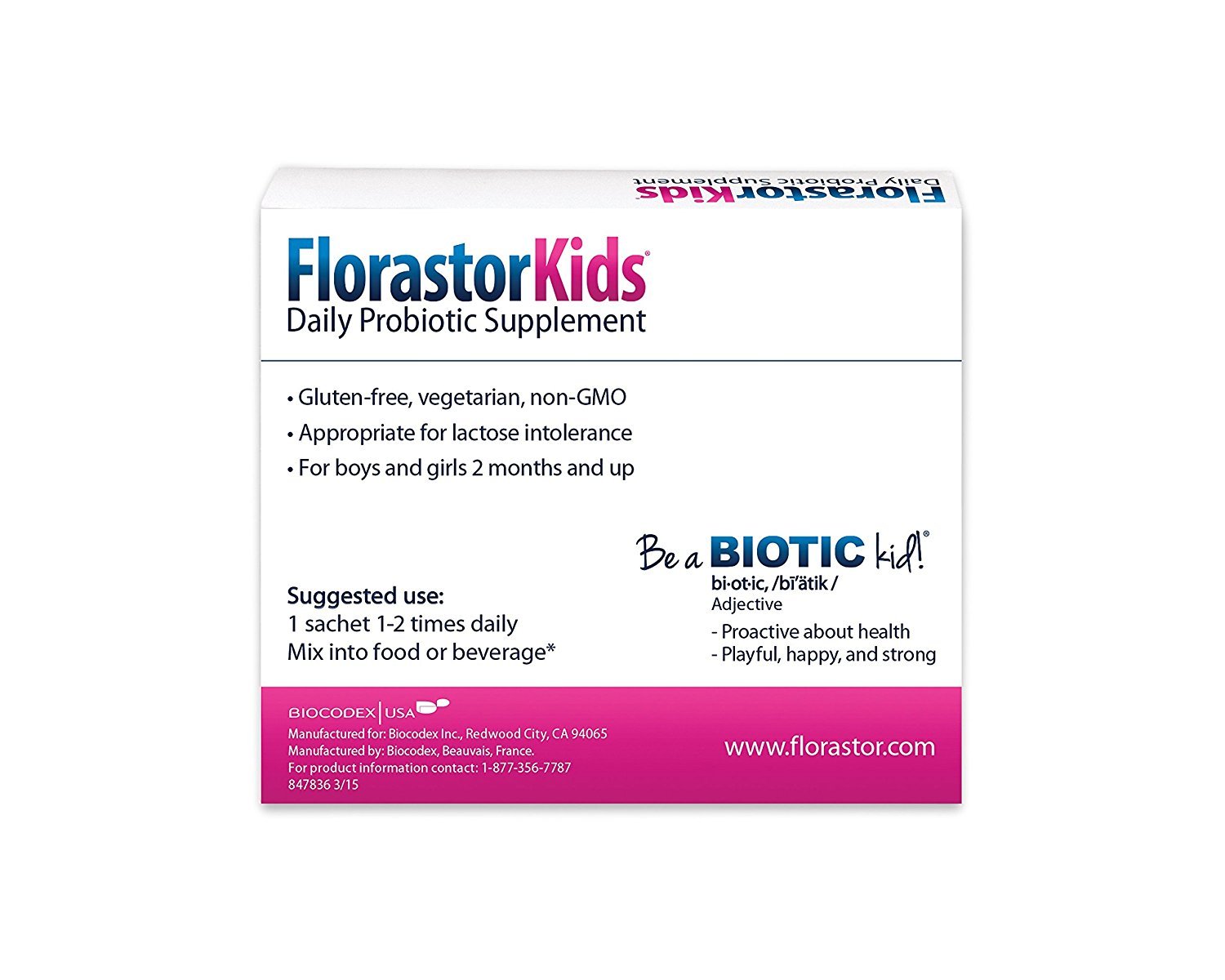 2 PACK Florastor Daily Probiotic Supplements for Kids, 250 mg, 20