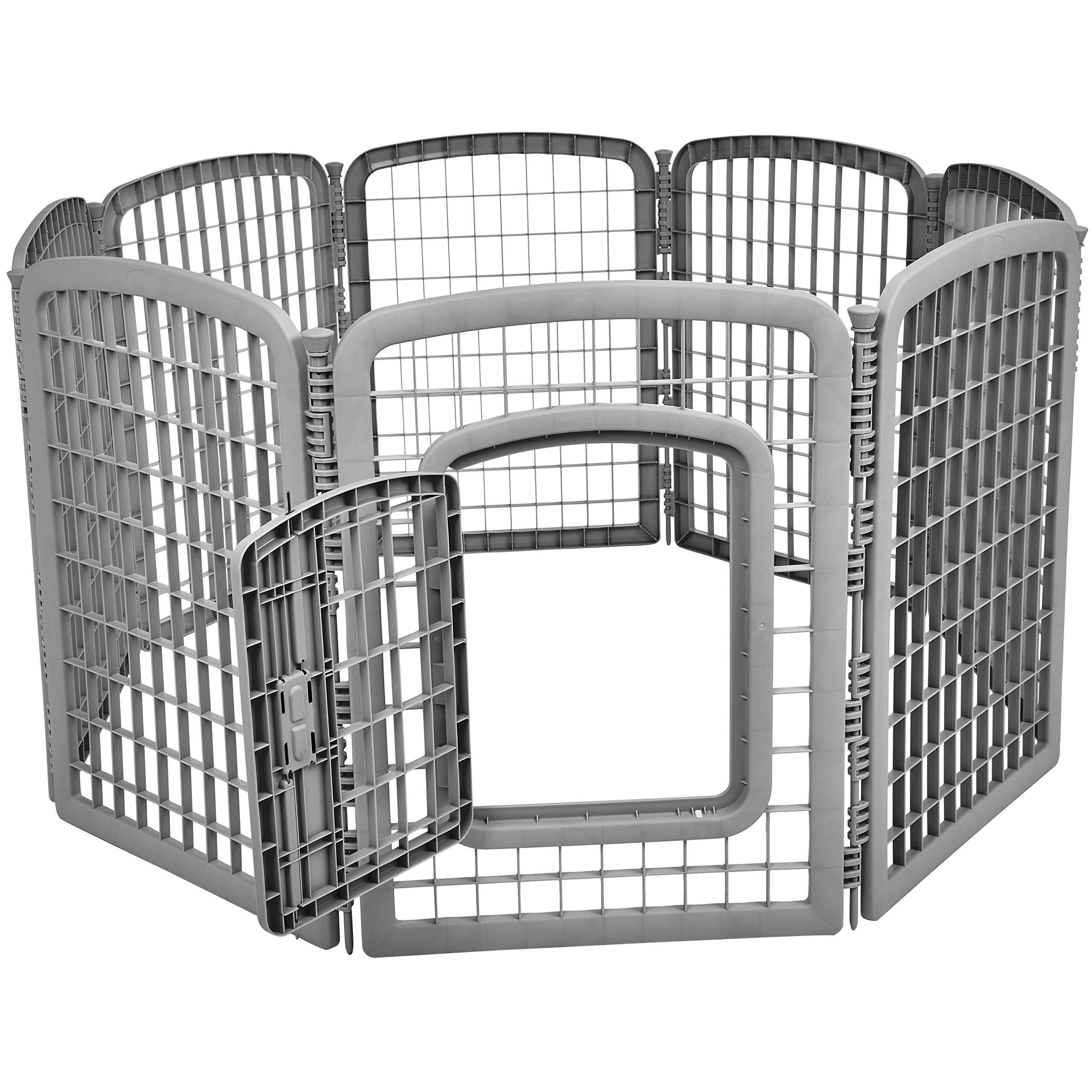 AmazonBasics 8Panel Plastic Pet Pen Fence Enclosure With Gate 64 x