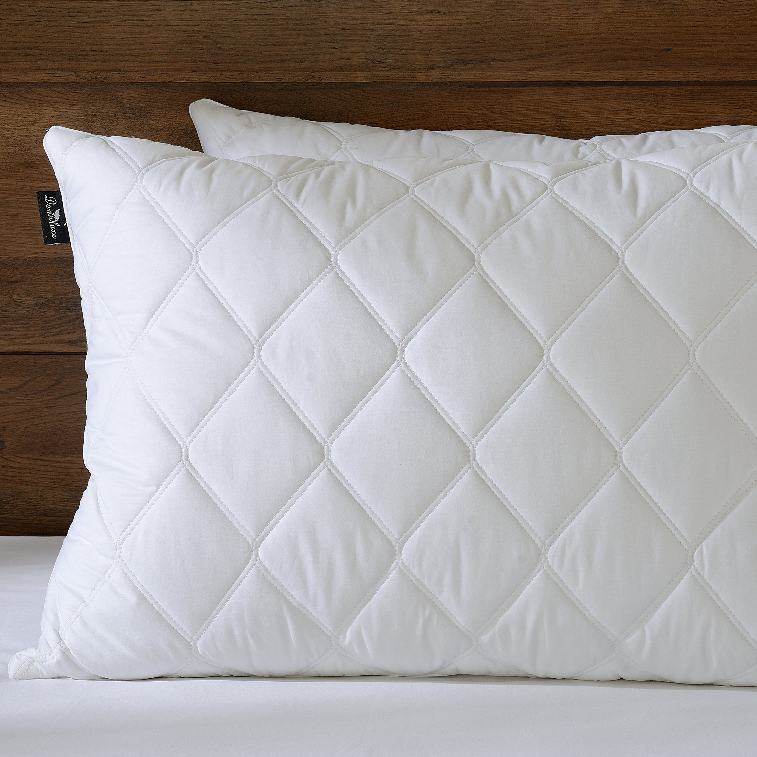 Downluxe Set Of 2 Quilted Down Feather Pillows For Sleeping Queen