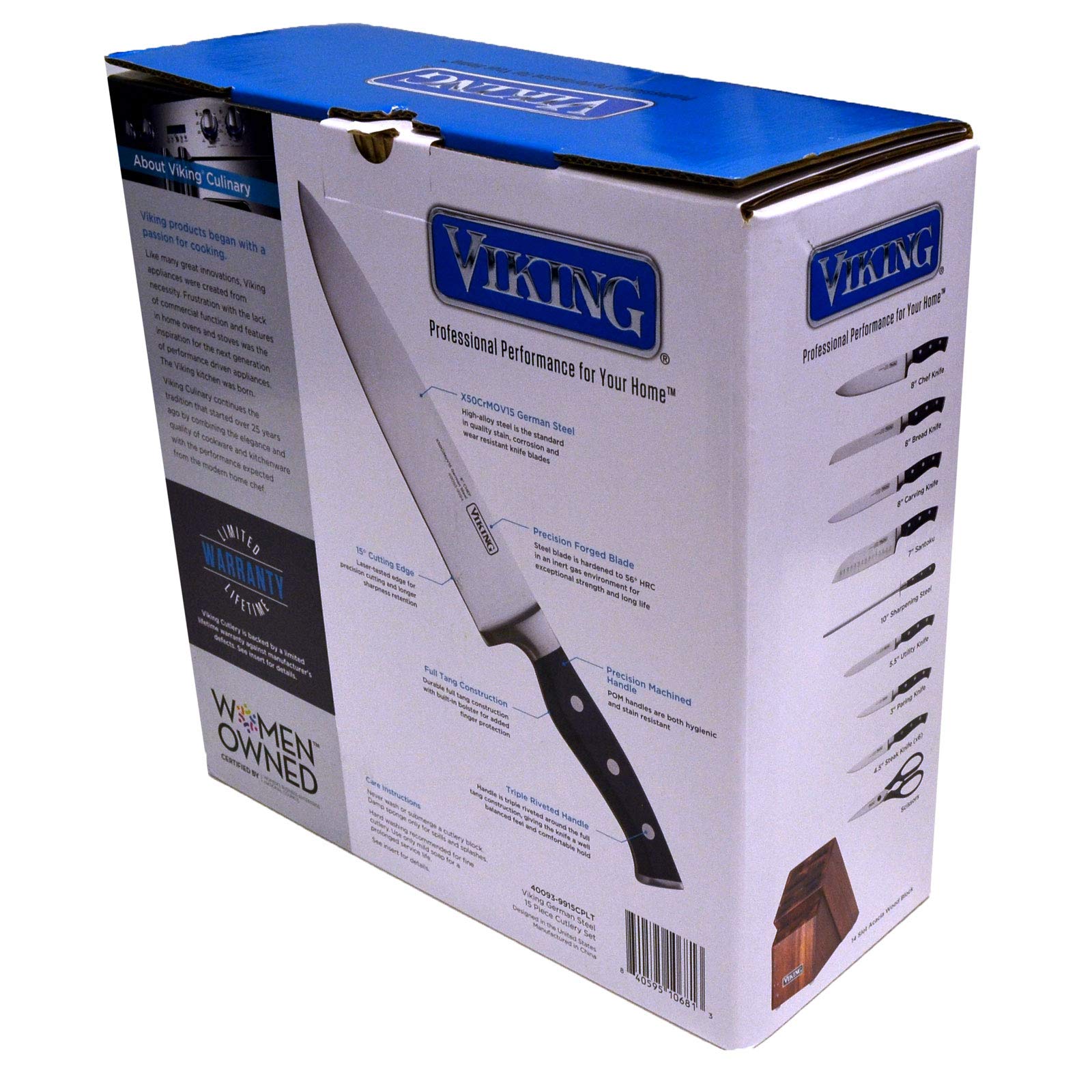 Viking 15Piece Knife Set With Acacia Wood Block eBay