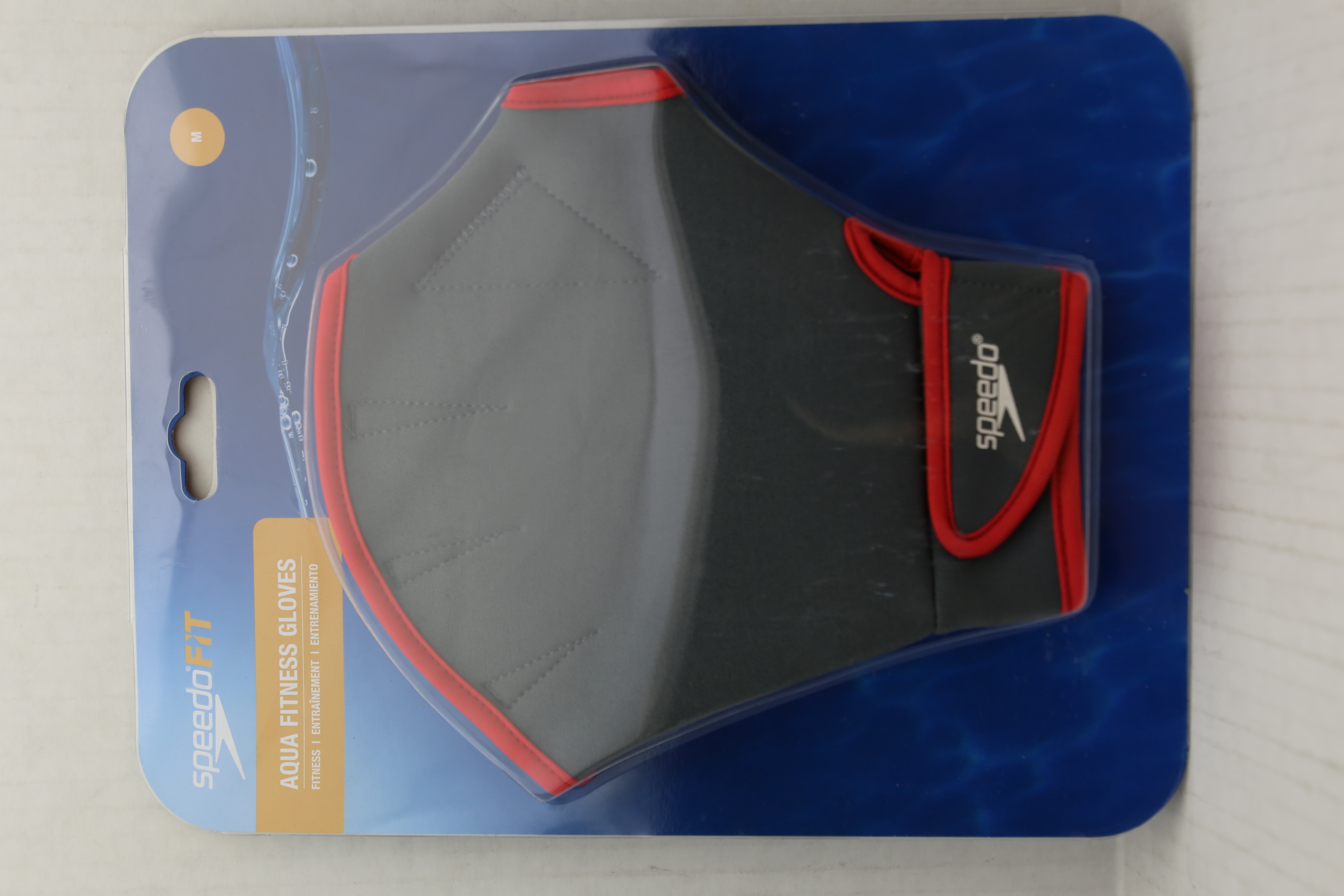 Speedo Aquatic Fitness Gloves 1 Pair Charcoal/Red MEDIUM