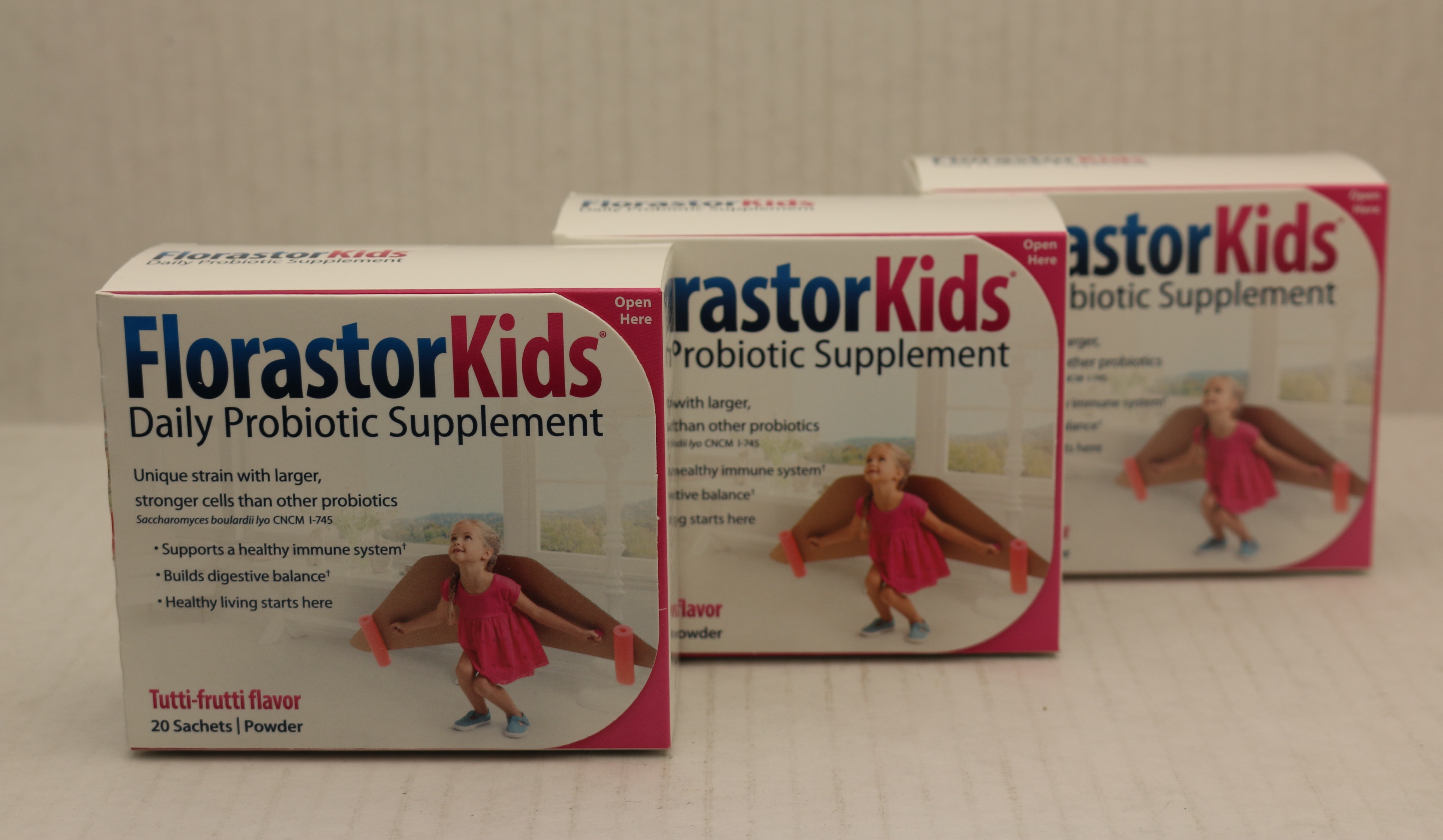 3 PACK Florastor Daily Probiotic Supplements for Kids, 250 mg, 20