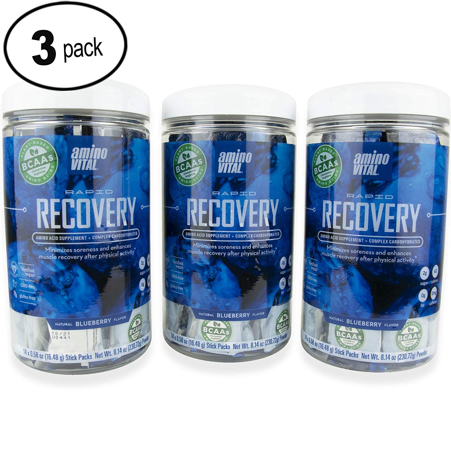 3 PACK amino VITAL Rapid Recovery Post Workout Supplement with Vegan BCAAs eBay