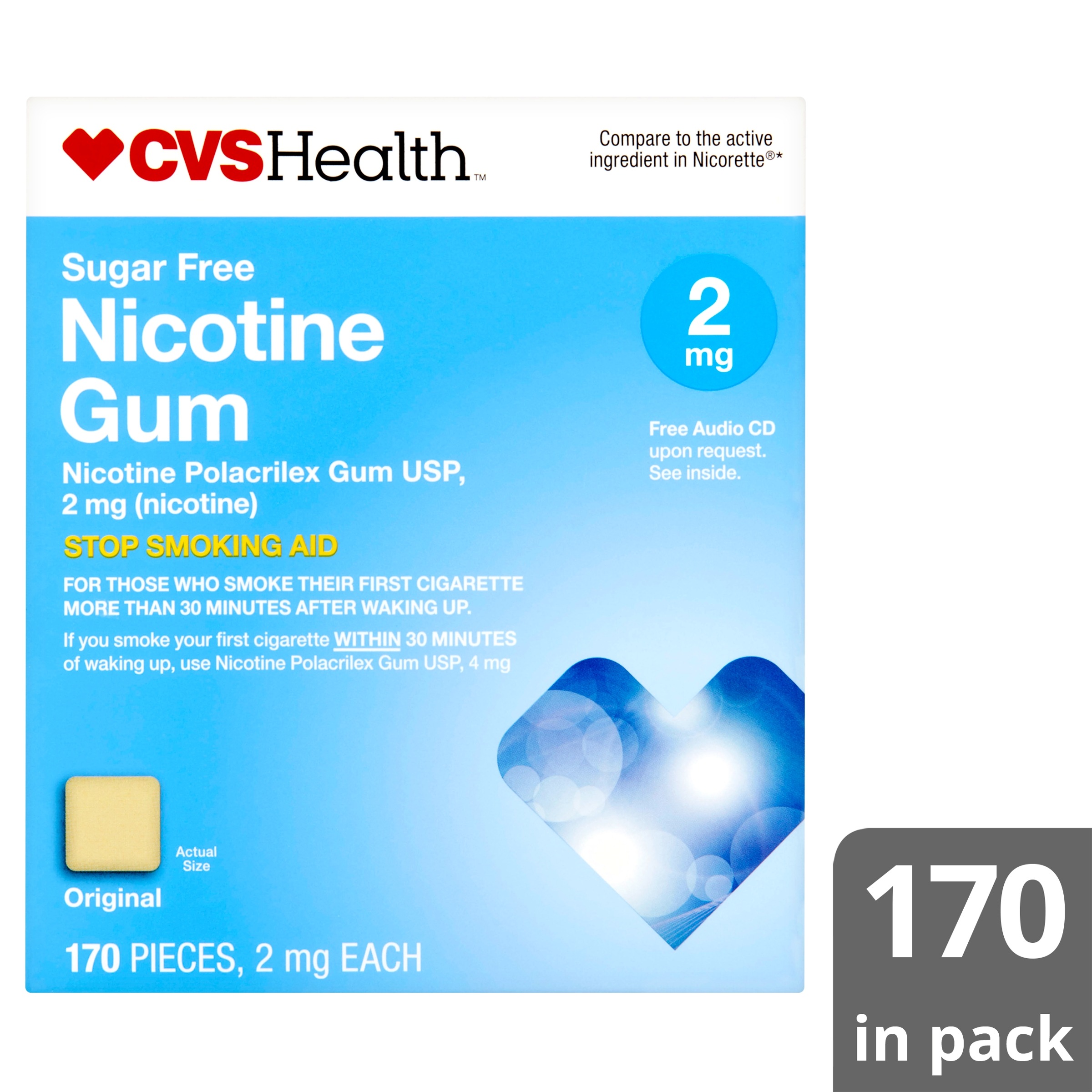 CVS Health Nicotine Gum, 2mg, Original Flavor, 170 Pieces EXP 10/2019