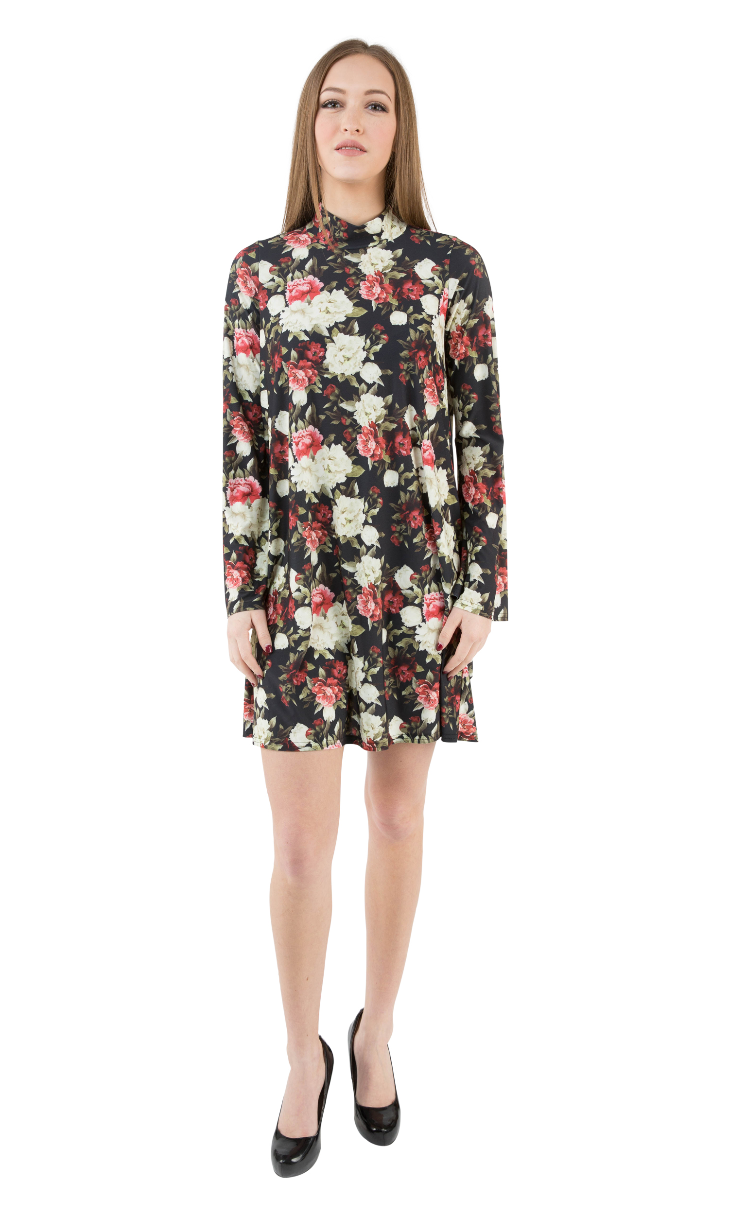 turtleneck flare dress Mustard Black Long Bell Sleeve Dress With Contrast Striping – Dressbarn
