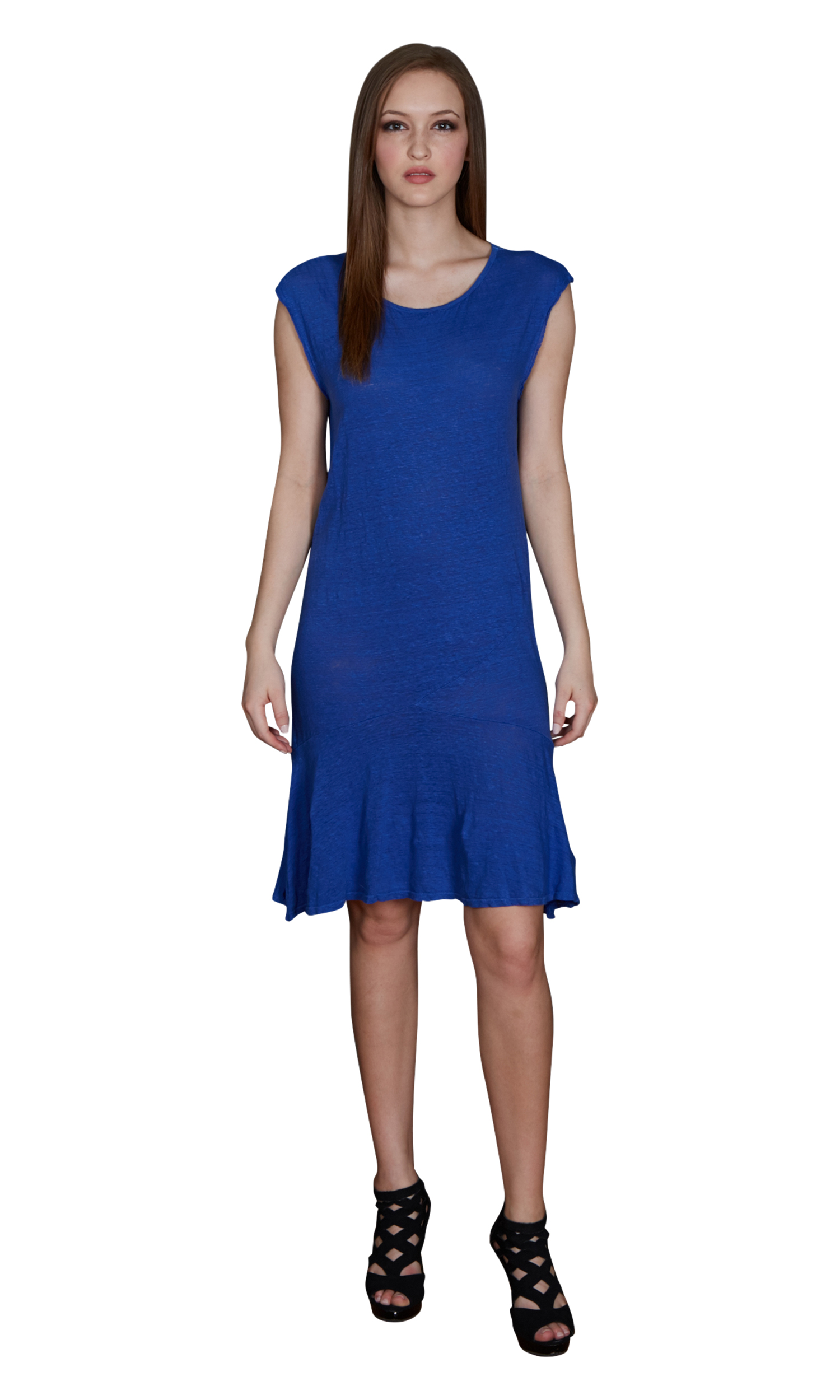 linen asymmetrical dress Women Midi Dress Sleeveless Linen Asymmetrical Hem Fit, White / S