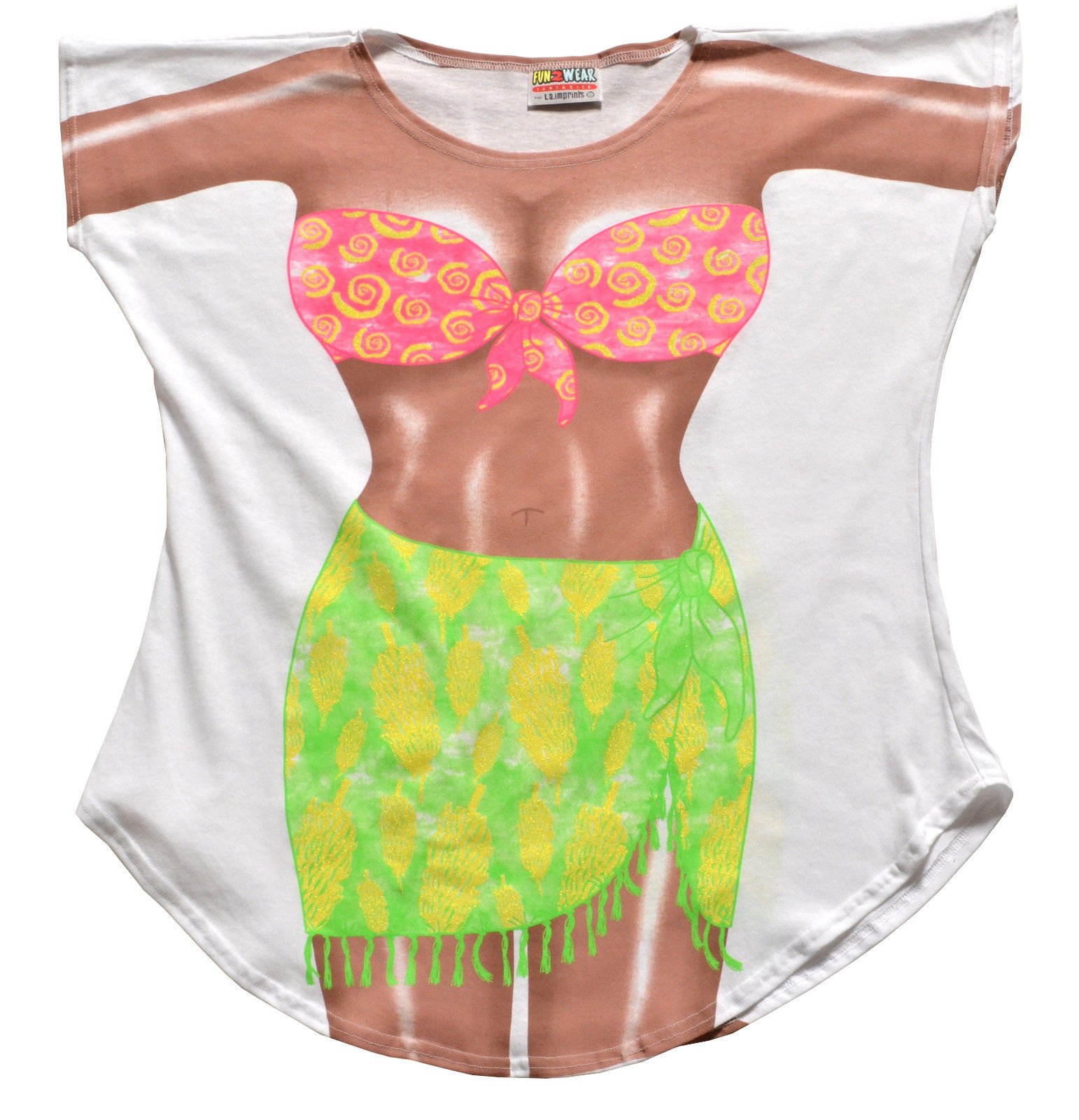 Dark Skin Tropical Girl Bikini BodyTee Shirt Cover-Up #79