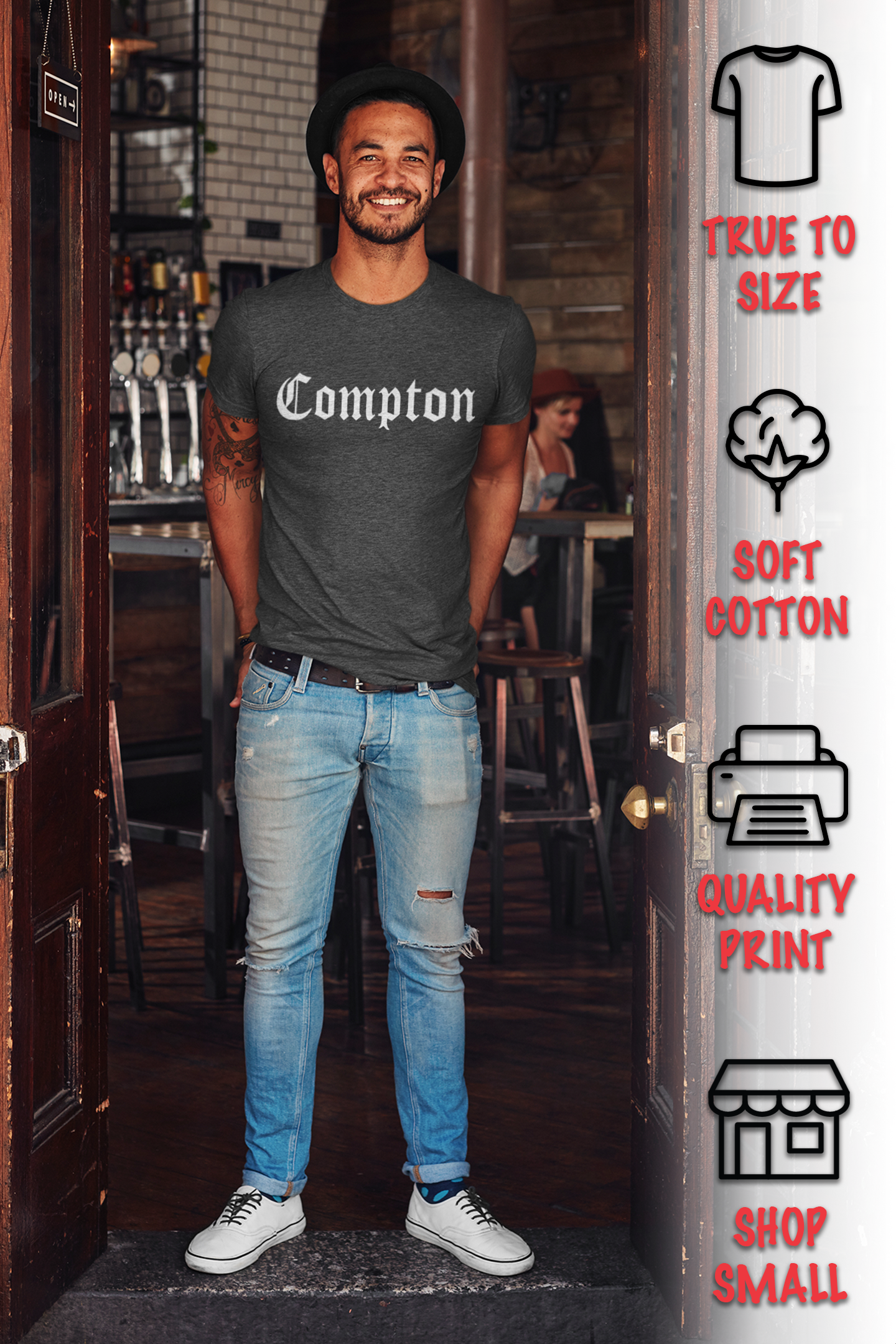 ShirtBANC City of Compton California Mens Shirt, Cali True West, S-3XL