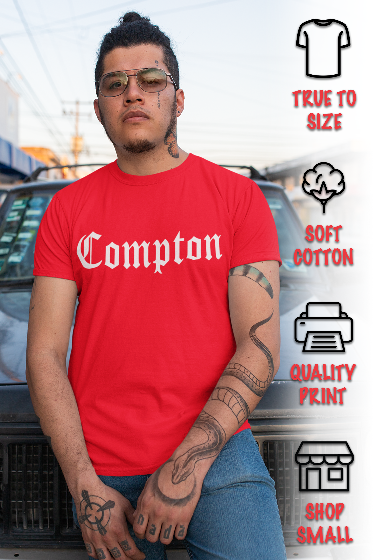 ShirtBANC City of Compton California Mens Shirt, Cali True West, S-3XL