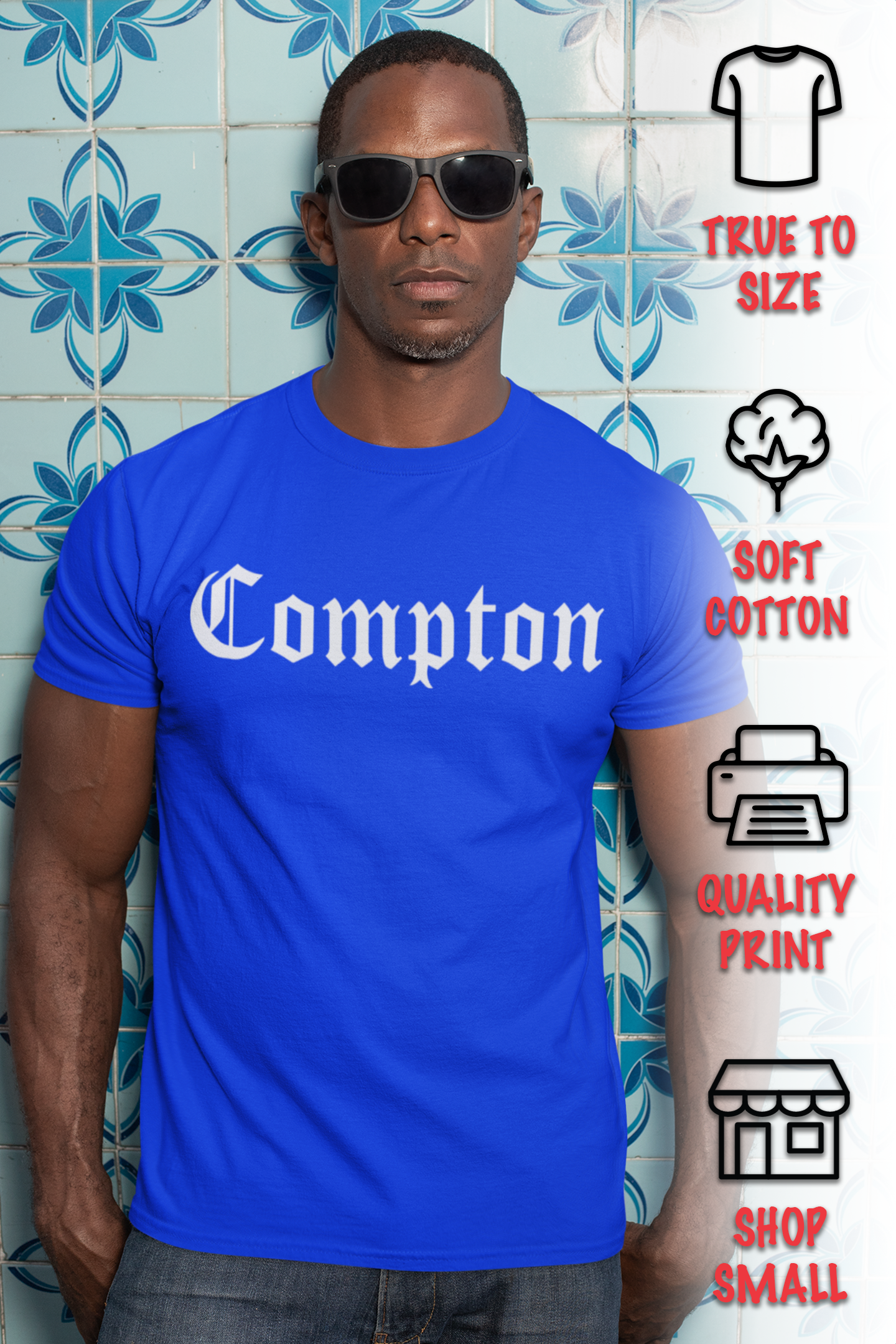 ShirtBANC City of Compton California Mens Shirt, Cali True West, S-3XL