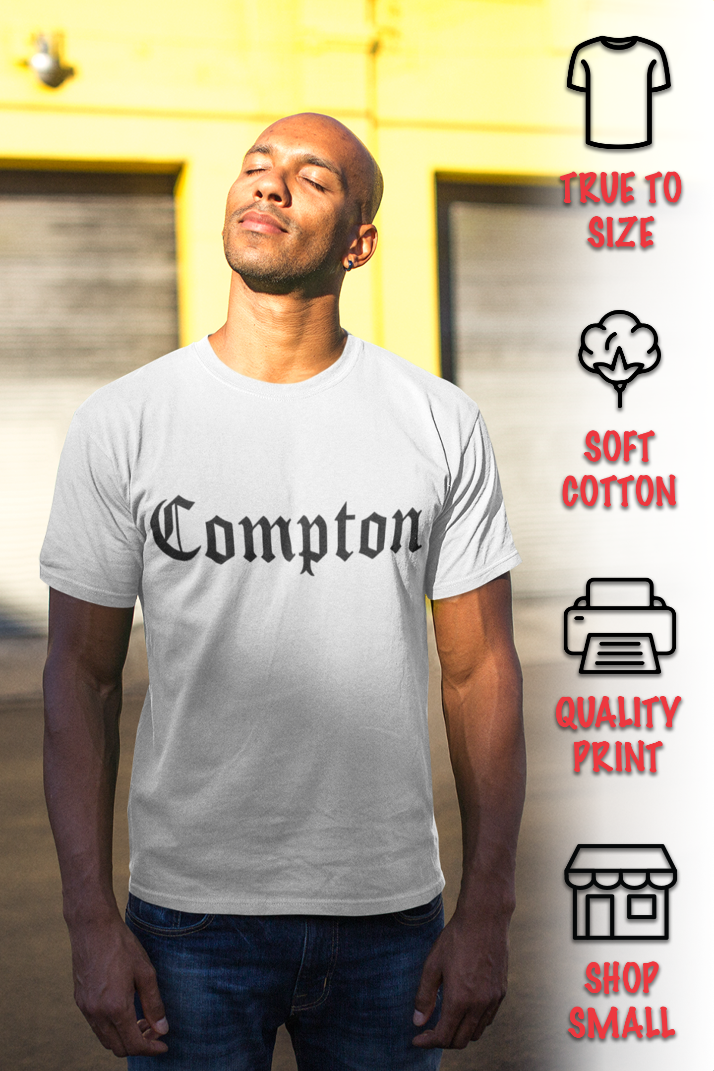 ShirtBANC City of Compton California Mens Shirt, Cali True West, S-3XL