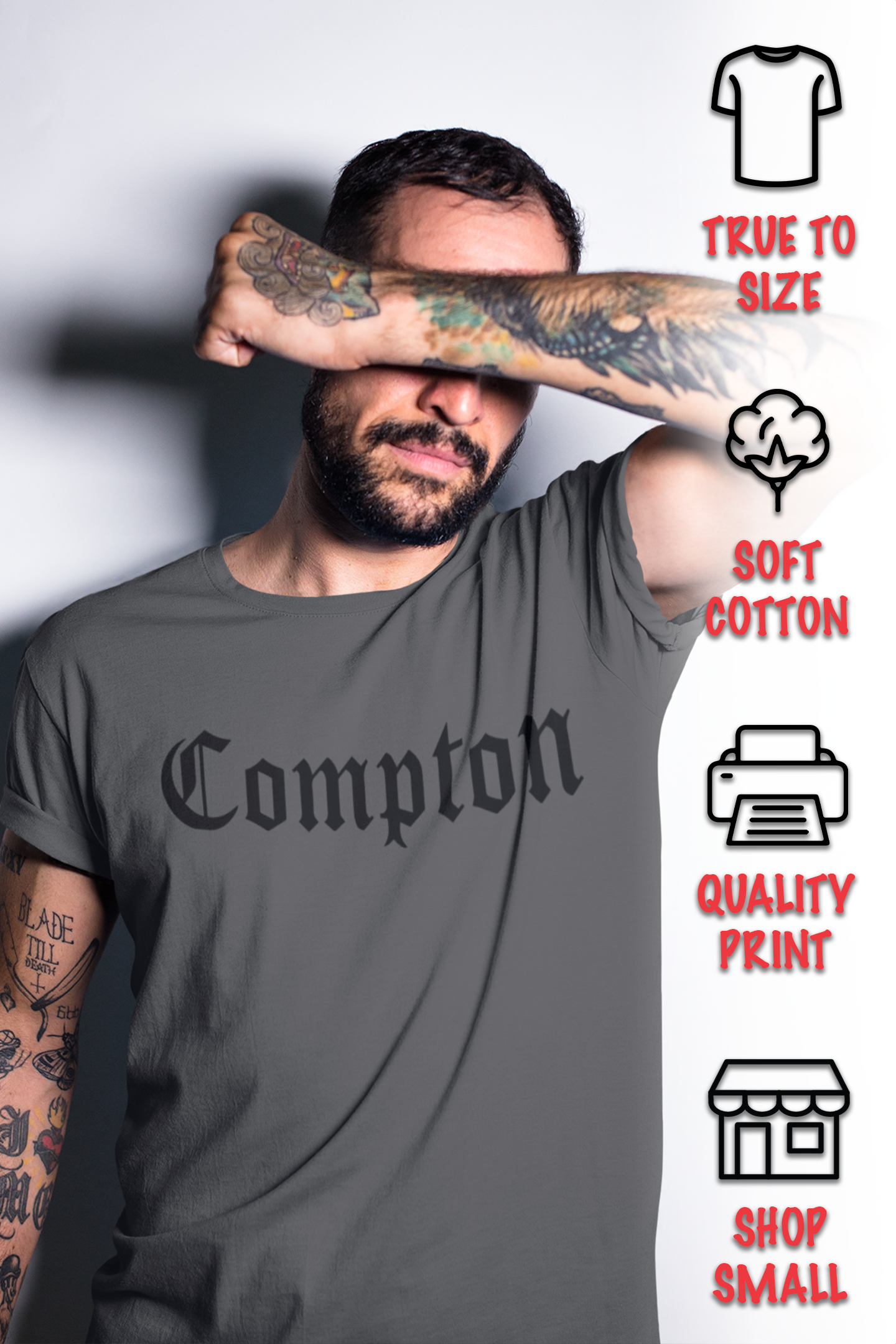 ShirtBANC City of Compton California Mens Shirt, Cali True West, S-3XL