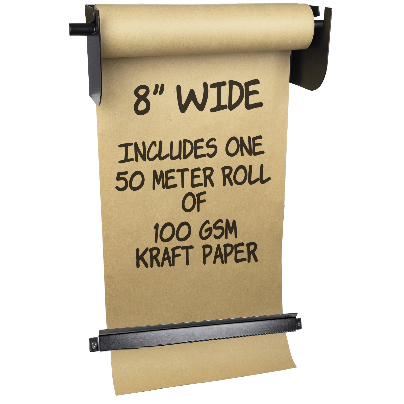 Wall Mounted Kraft Paper Dispenser & Cutter: with Kraft Paper Roll (8 Wide)