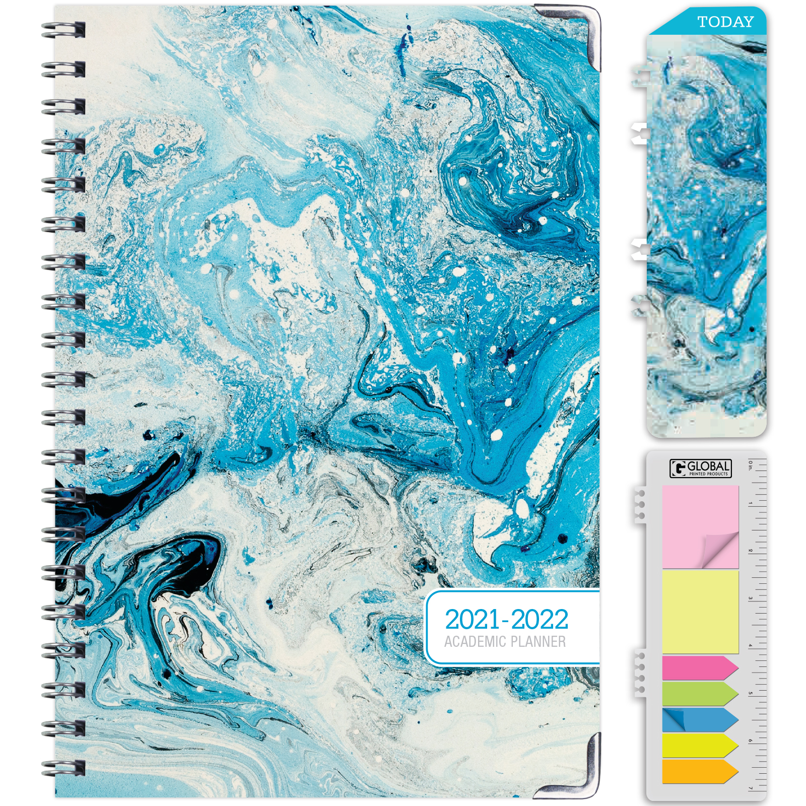 Weekly & Monthly Planner with Tabs 6.3" x 8.4" 2021 Planner Medium Marble