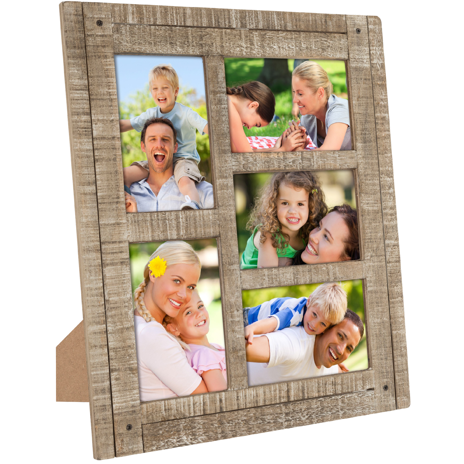 Holds 5 Photos Rustic Distressed Wood Collage Picture Frames 