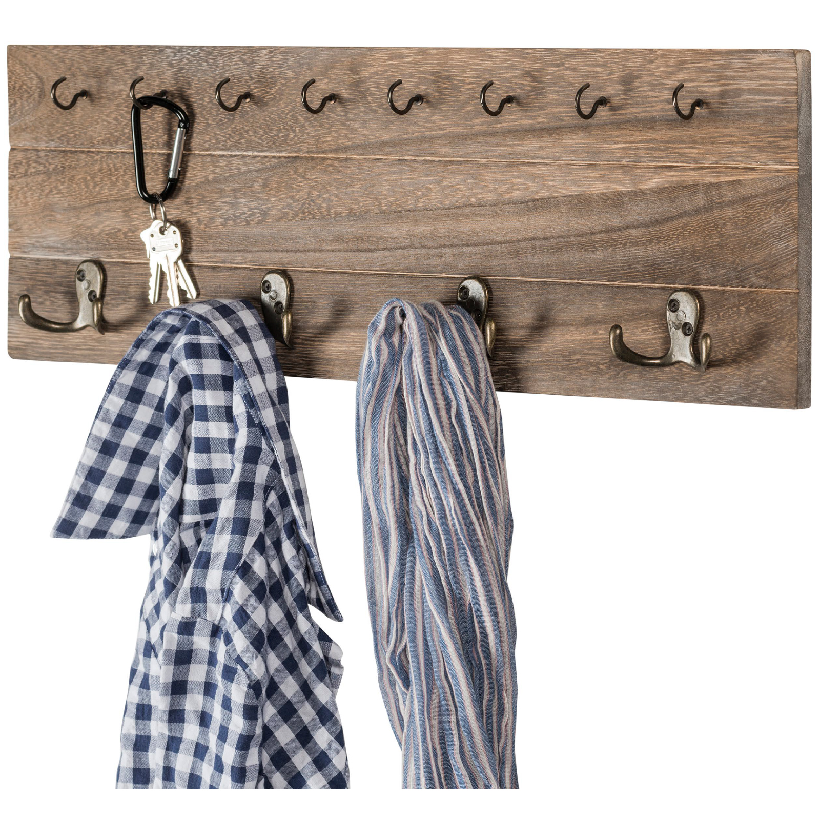 Rustic, Shabby Chic Wall Mounted Hanging Entryway Coatrack Organizer