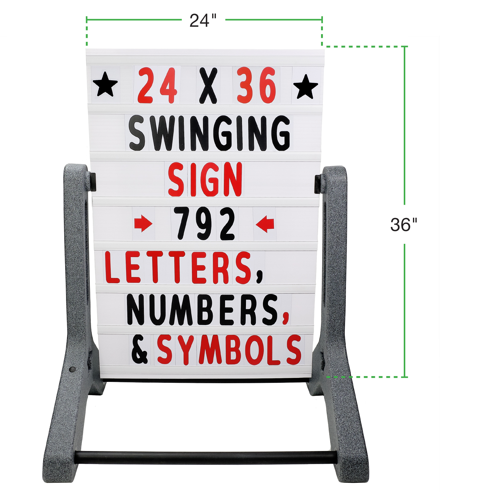 Swinging Changable Message Sidewalk Sign: 24x36 with 792 Double Sided ...