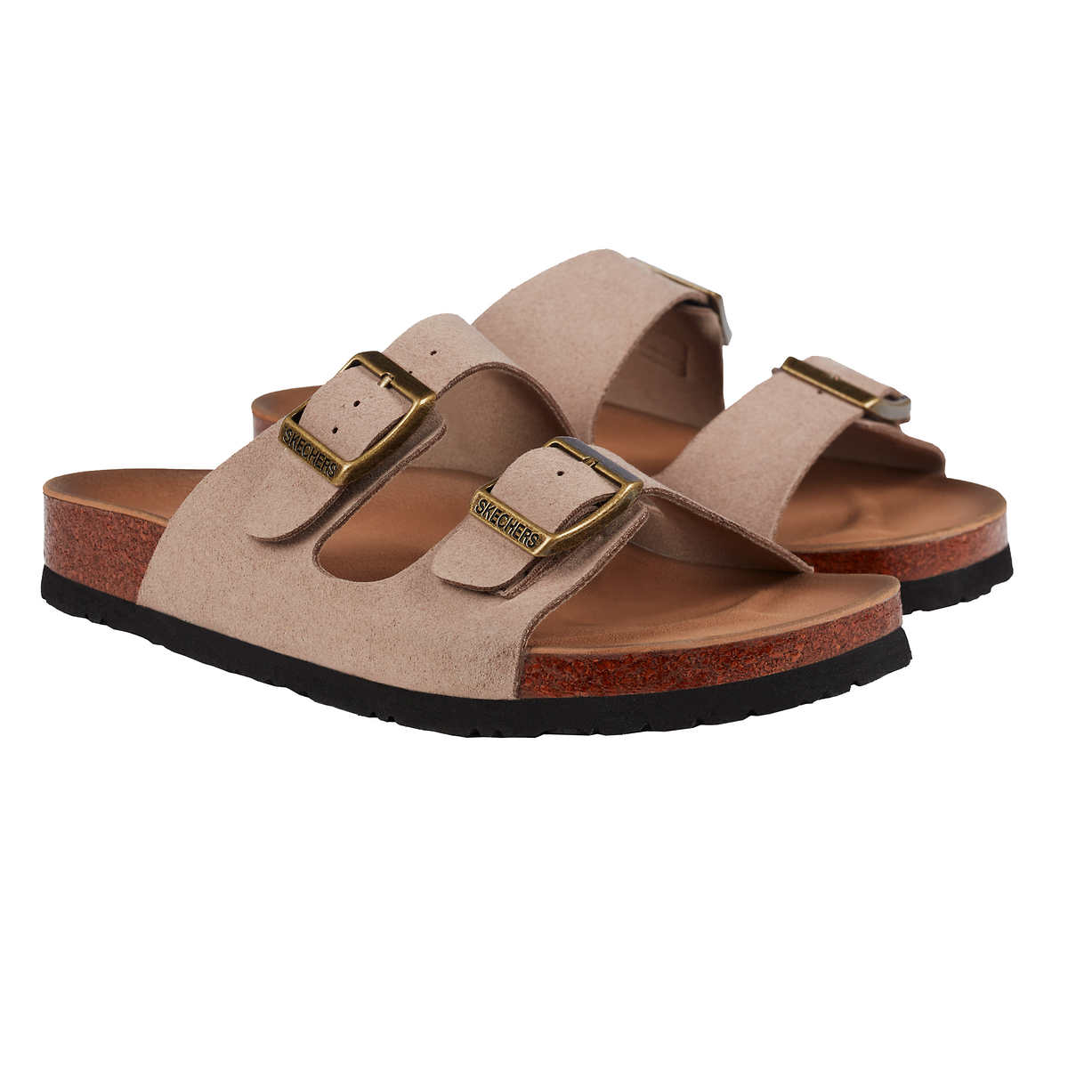 Skechers Ladies Two Strap Sandal Black and Brown Sizes 6, 9, 11.