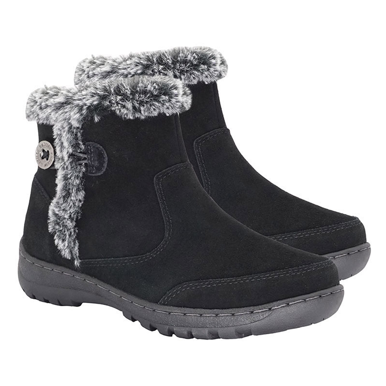 Khombu Women's Iris Black Suede Leather Winter Snow Ankle Boot Bootie ...