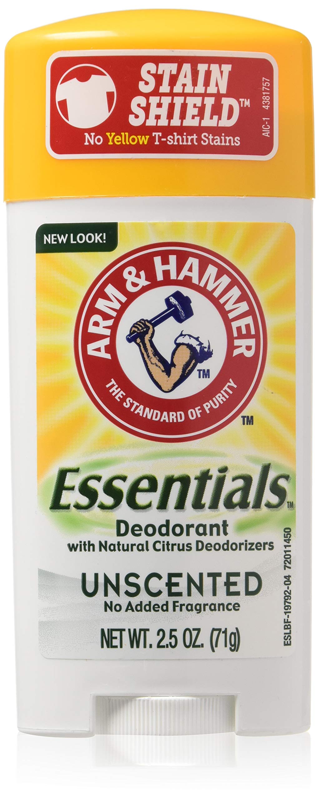 Arm & Hammer Essentials Natural Deodorant, Unscented 2.5oz (Packaging
