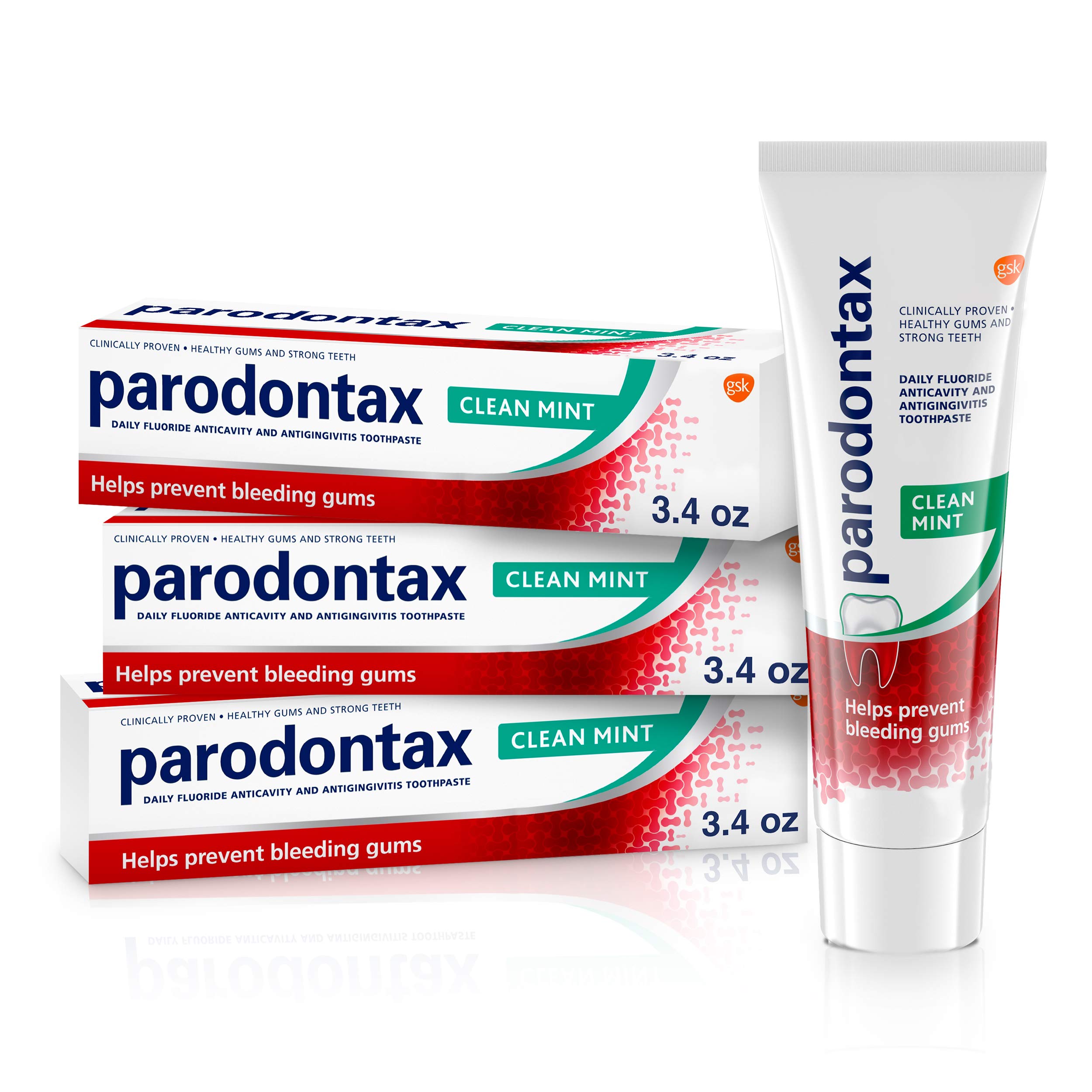 Parodontax Toothpaste, Clean Mint for Bleeding Gums 3.4 Ounces (Pack
