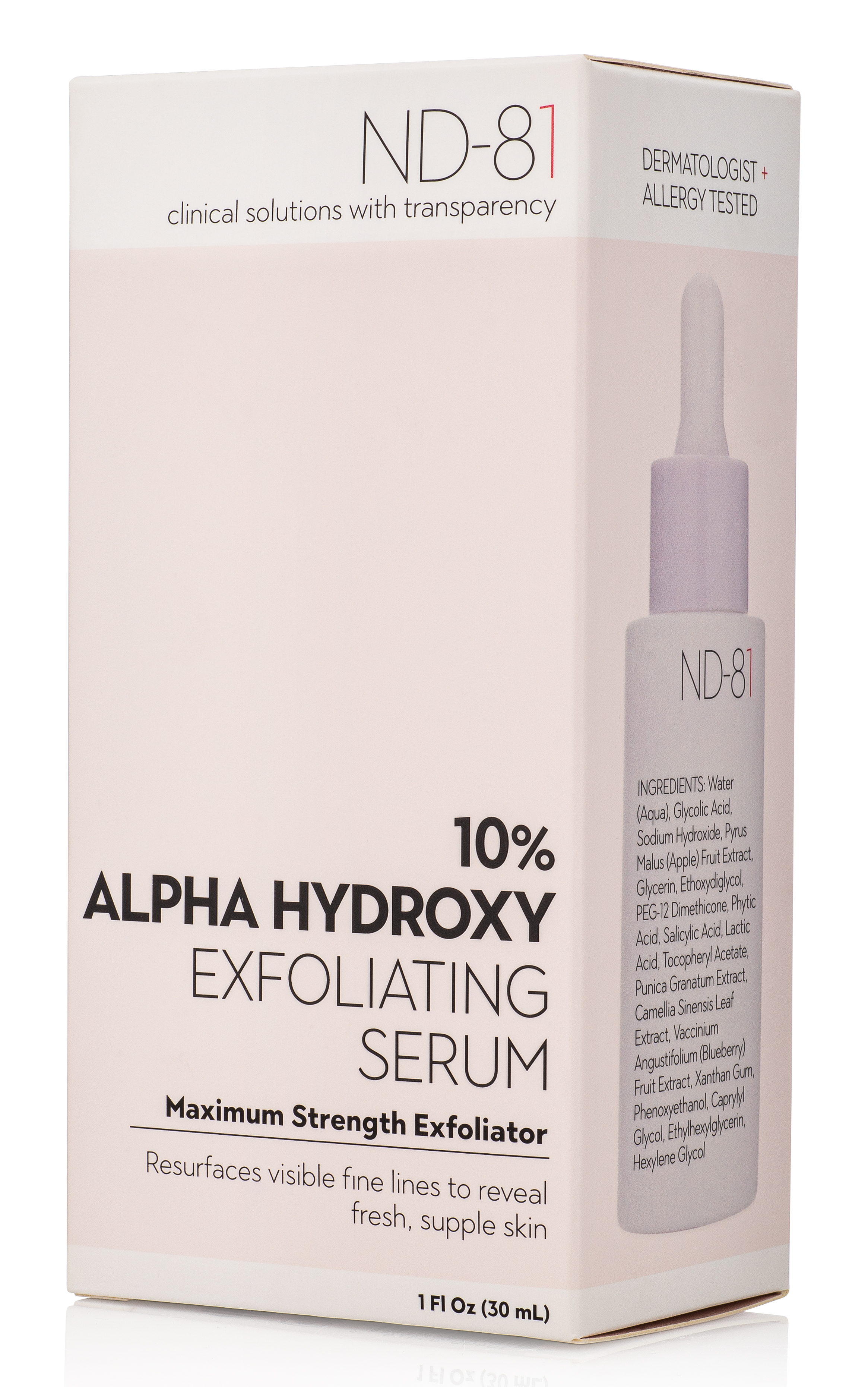 ND81 10 Alpha Hydroxy Exfoliating Serum Maximum Strength 1 Fl Oz