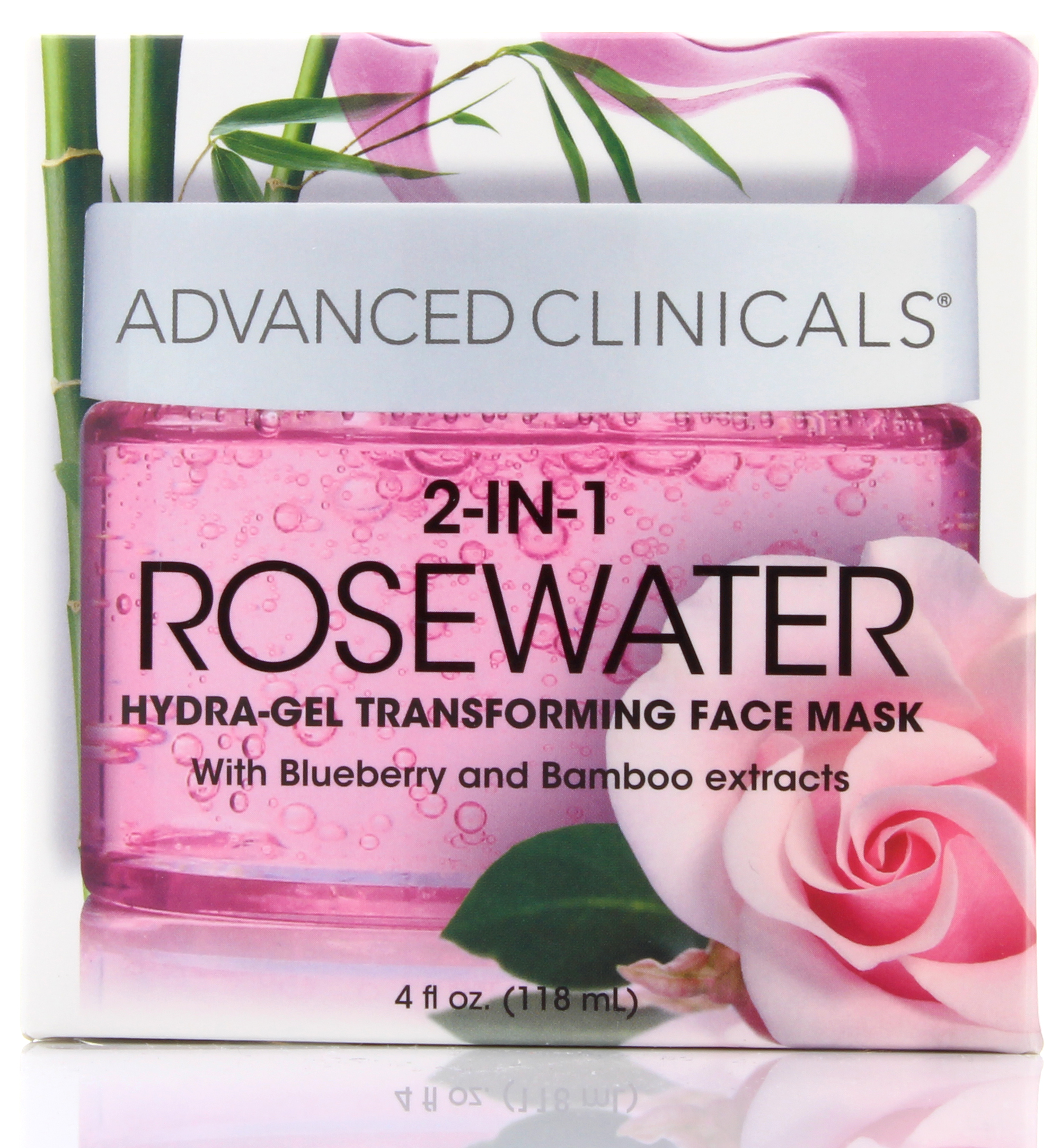Advanced Clinicals 2 in 1 Rosewater Gel Transforming Face Mask 4 Fl Oz