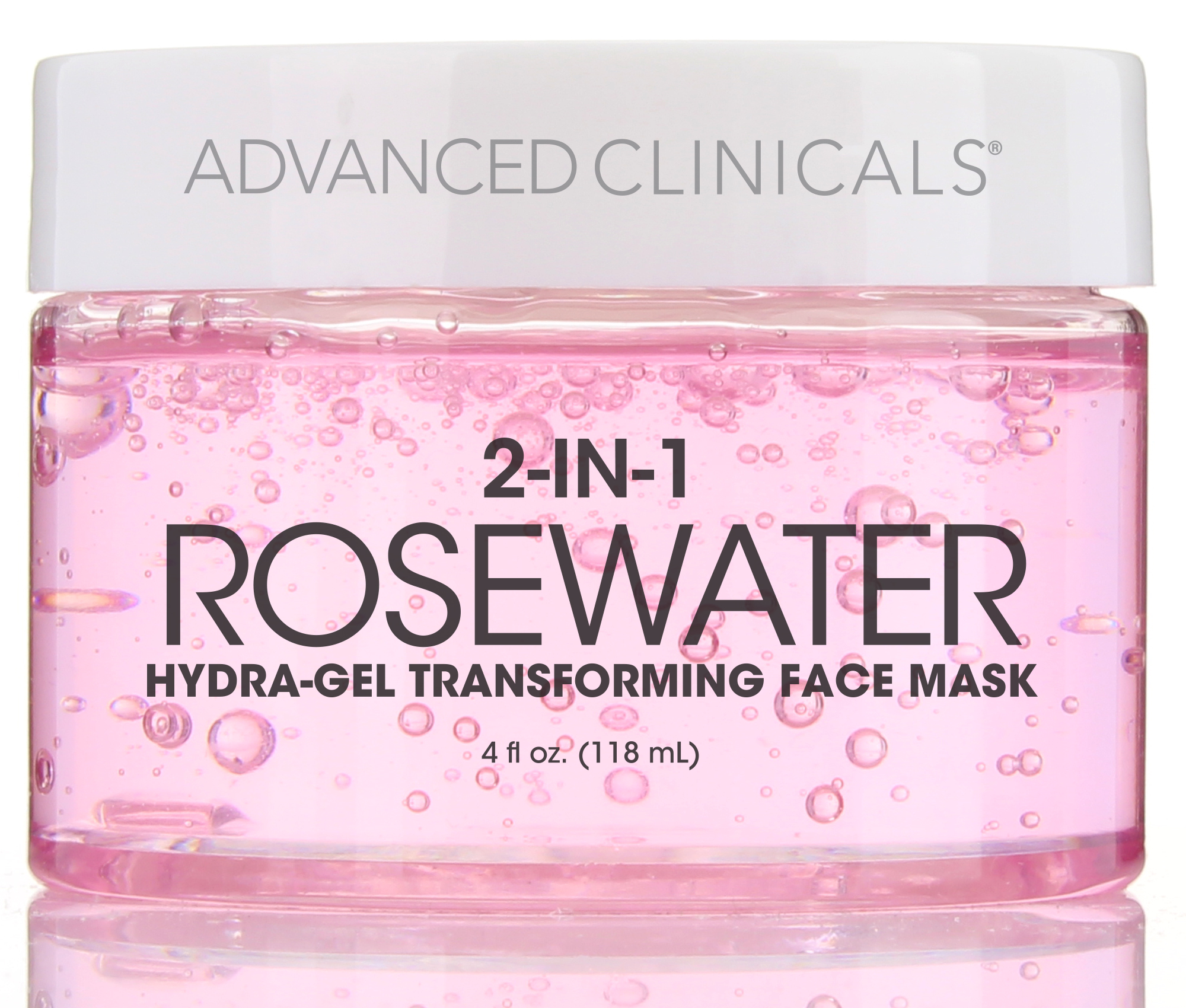 Advanced Clinicals 2 in 1 Rosewater Gel Transforming Face Mask 4 Fl Oz