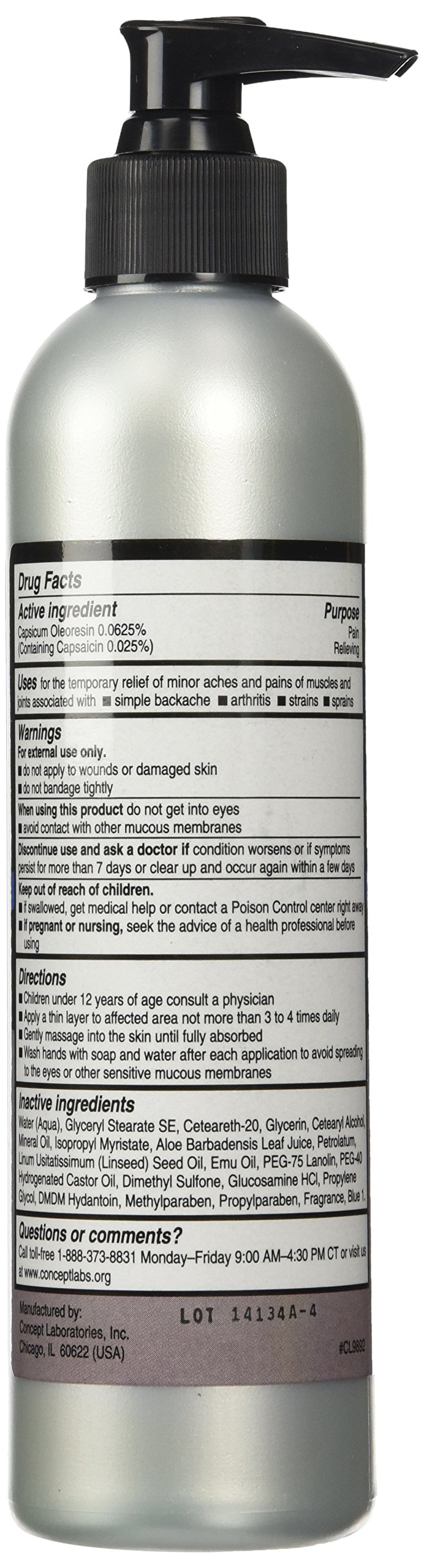 Omega 3 Pain Relieving Cream for Muscle and Joint Pain 8 Fl Oz (237mL