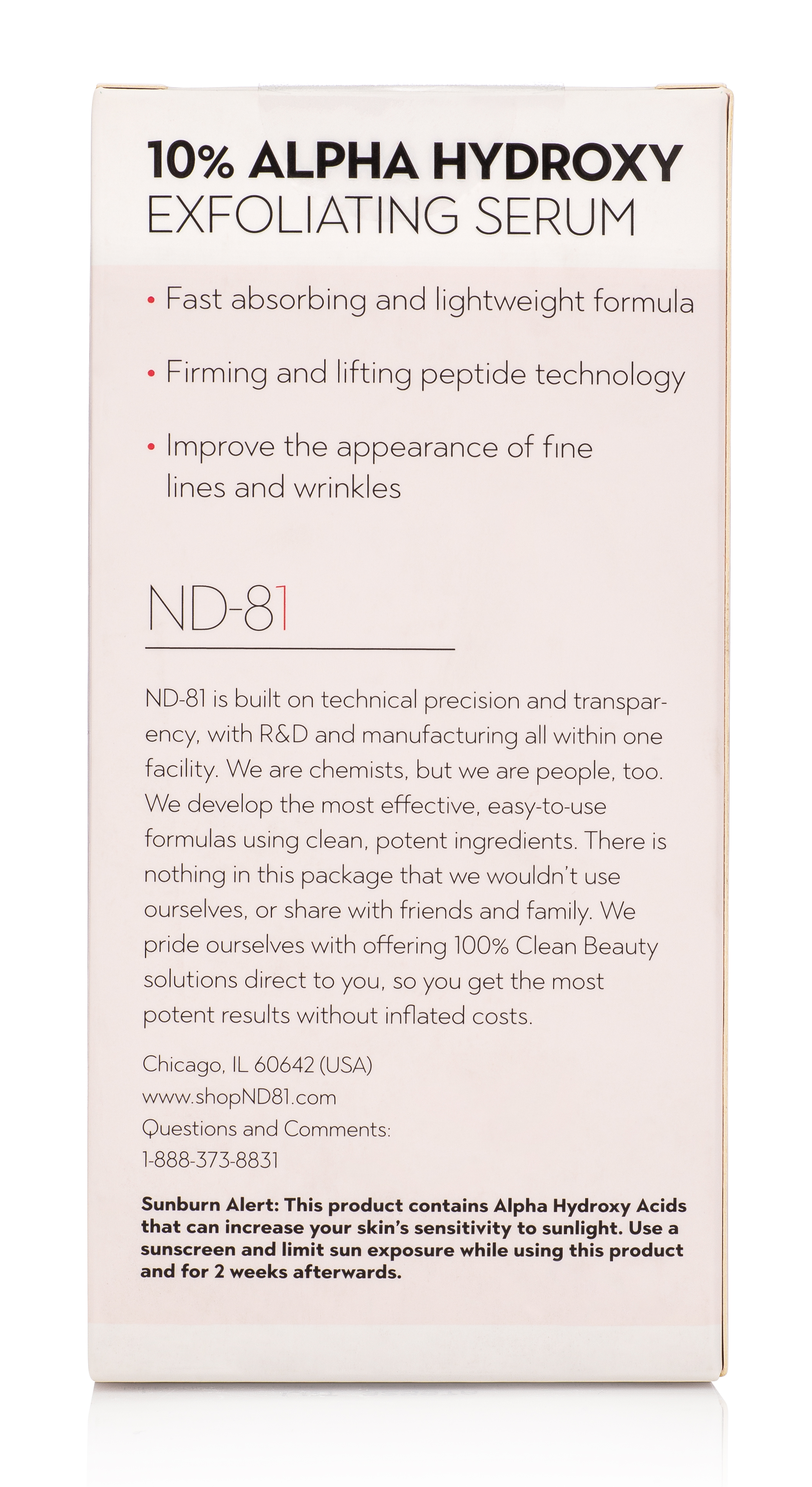 ND81 10 Alpha Hydroxy Exfoliating Serum Maximum Strength 1 Fl Oz